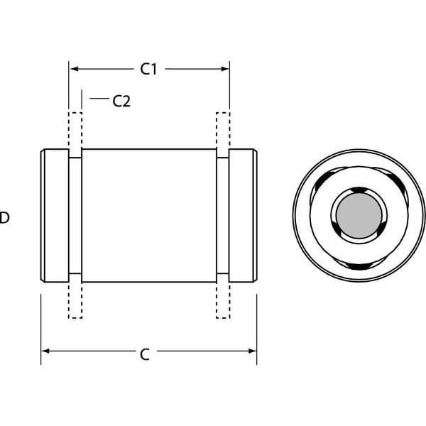 Thomson Inst369ss Ball Bushing, Bore Dia 0.188 In