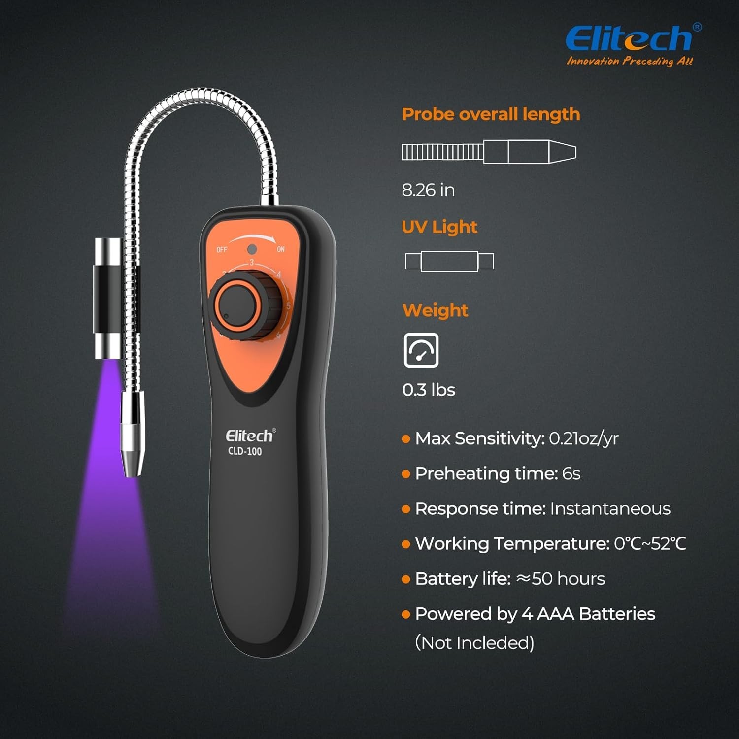 Efficient CLD-100 Leak Detector: Battery Operated with Audible & Visual Alerts