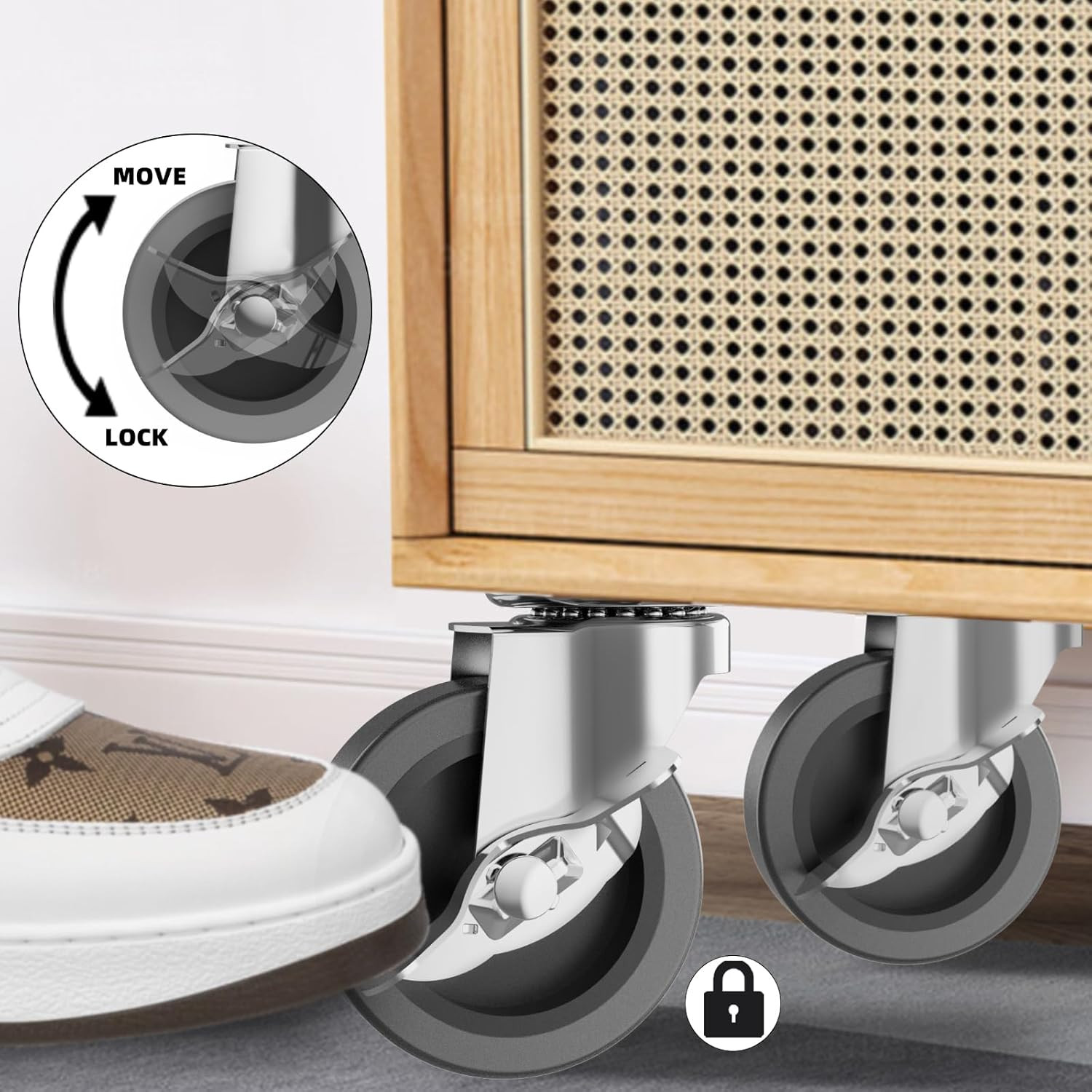 3 Inch Caster Wheels Casters Set of 4 Heavy Duty Casters with Brake Locking C
