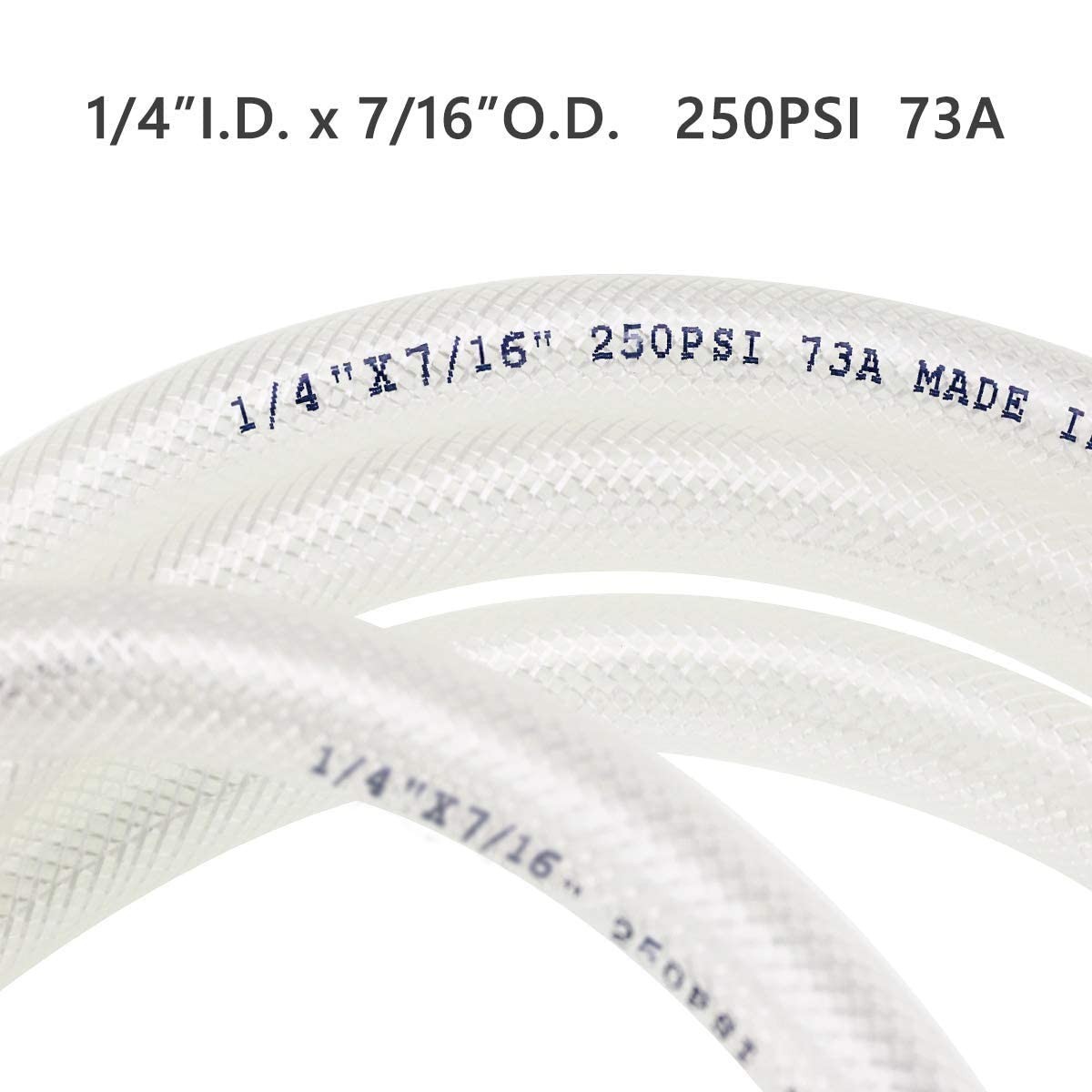 ID x 10 Ft Clear Heavy Duty PVC Vinyl Braided Tubing Flexible Hose