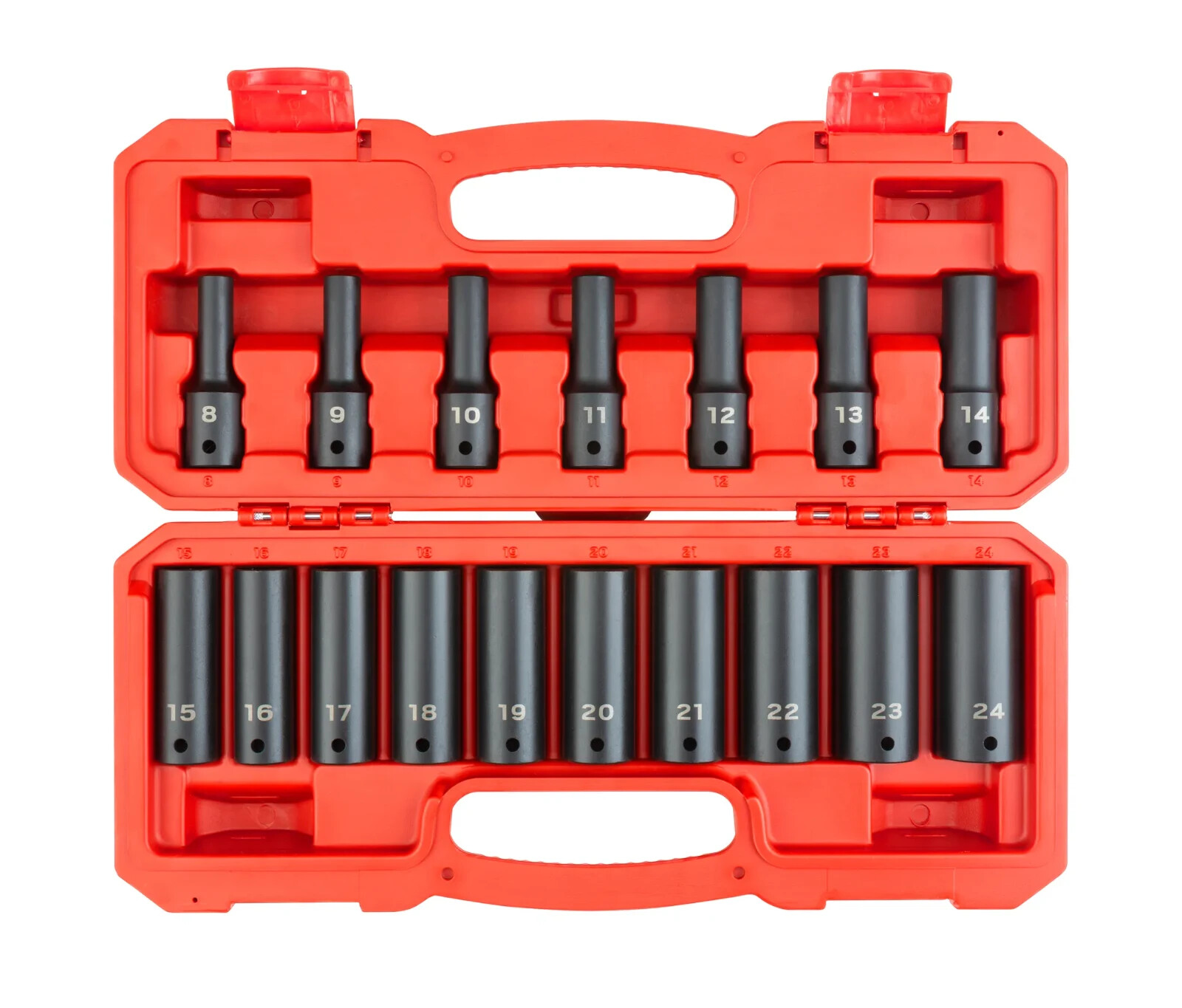 Tekton 1/2 Inch Drive Deep 6-Point Impact Socket Set, 17 Piece (8-24 Mm)
