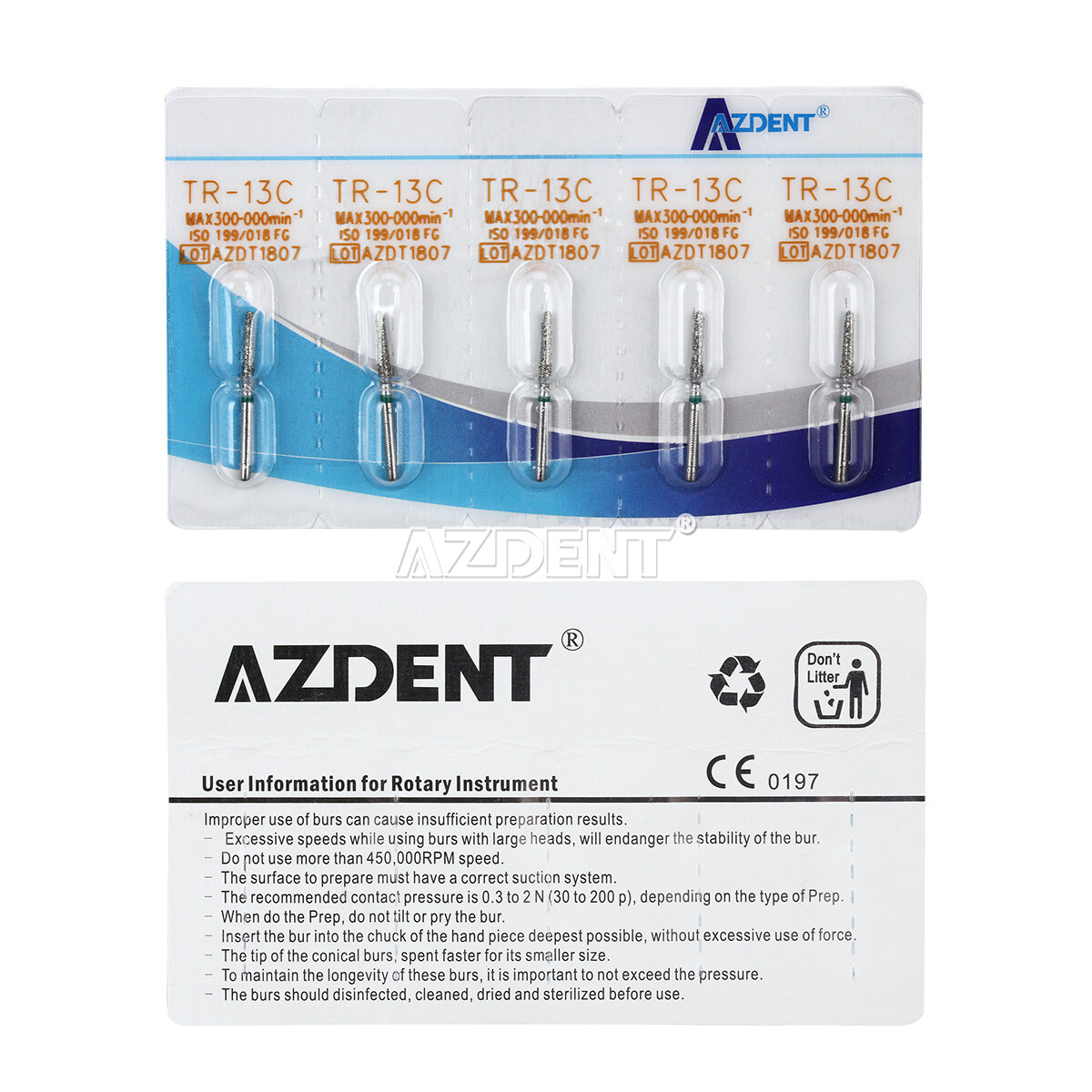 USA AZDENT Dental Super Coars Diamond Burs Drill FG for High Speed Handpiece