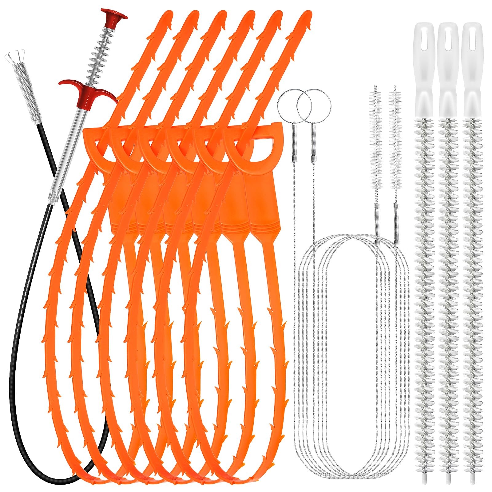 Drain Snake 12 Set 25inch Snake Drain Hair Removal Tool1PCS, 59inch Cleaning …