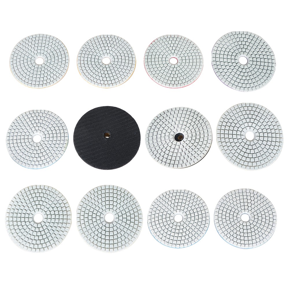 12PCS 4 Inch Diamond Polishing Pads Wet Dry Set Kit For Granite Concrete Marble