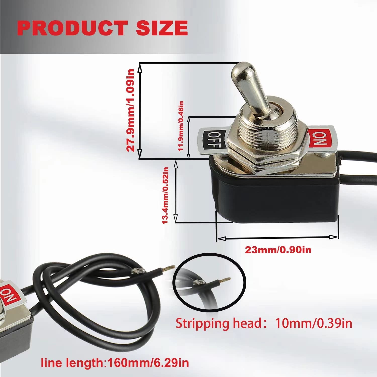 Heavy Duty Toggle Switch SPST 2 Pin ON/Off Rocker Toggle Switch 6A/125V 3A/25…