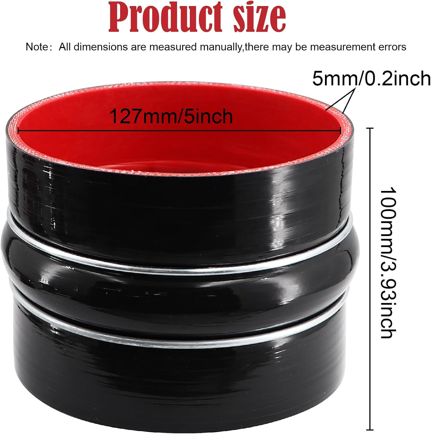 Straight Coupler Silicone Hose ID 5 Inch 4 Ply Polyester Reinforcement As