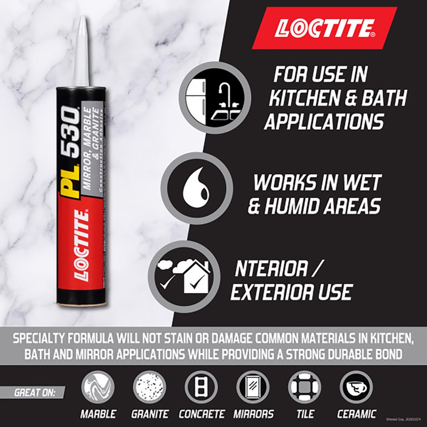 Loctite PL 530 Synthetic Rubber Construction Adhesive 10 oz (Pack of 12)