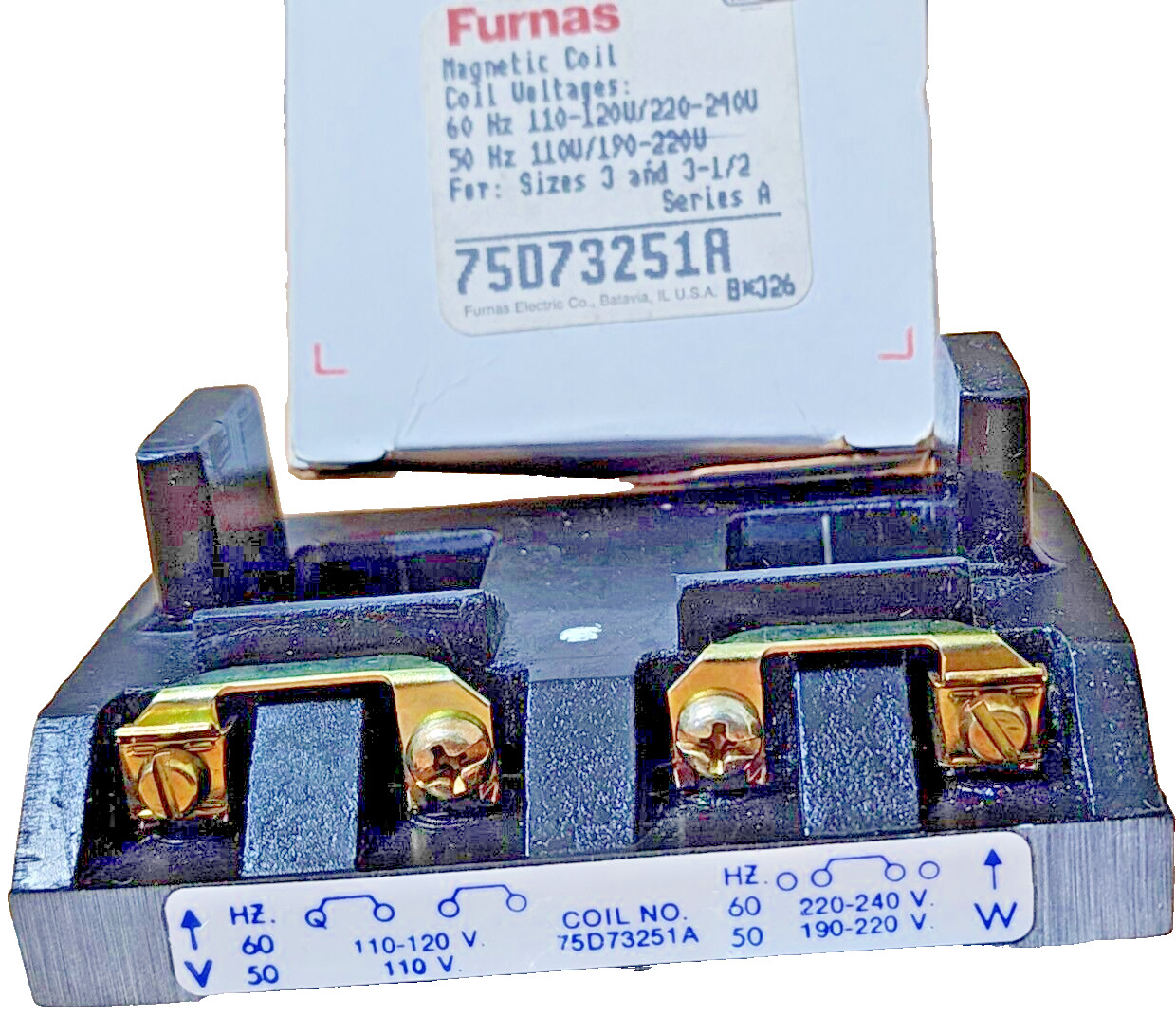 GENUINE FURNAS 75D73251A, Ser, A Magnetic Coil For Sizes 3, 3-1/2 NEMA 120/240V
