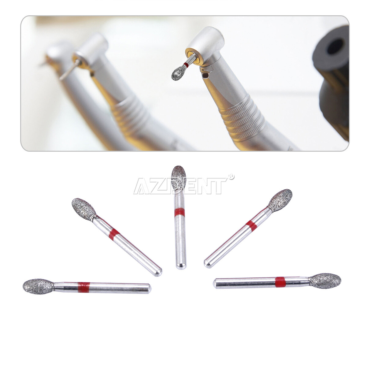 AZDENT Dental Diamond Burs Football/Fine #368-023F #379-023F Friction Grip