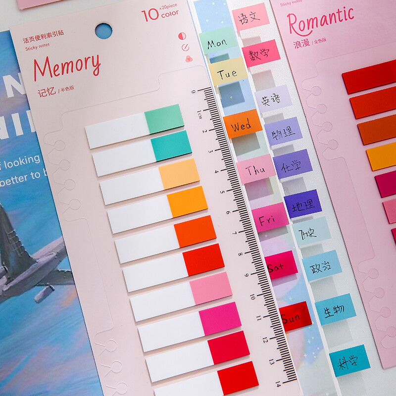 200pcs Page Markers Morandi Sticky Note Tabs Colored Book Flags Strip Index Tabs