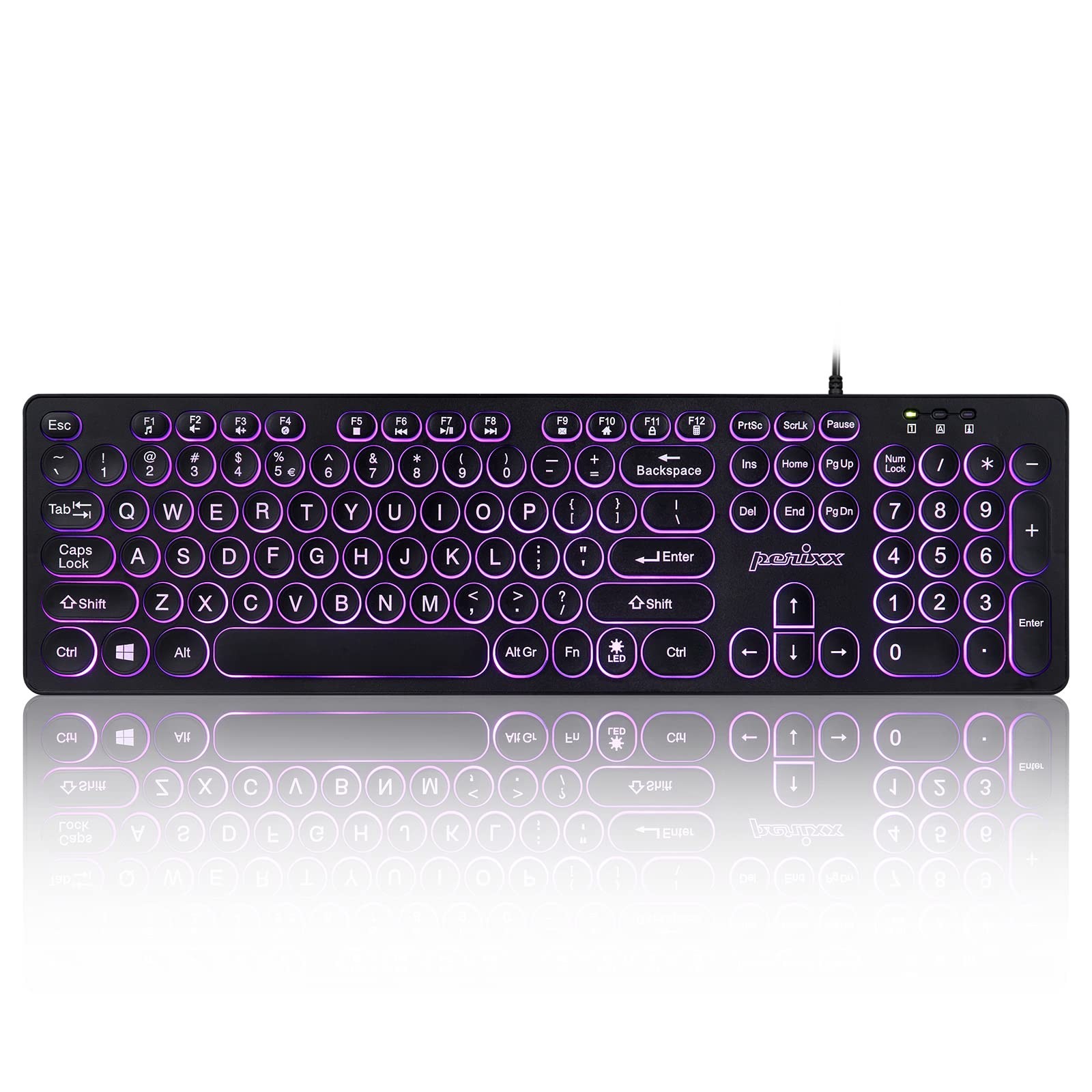 Perixx PERIBOARD-317R Wired Backlit USB Keyboard – Big Print Letter – Tri-Col…