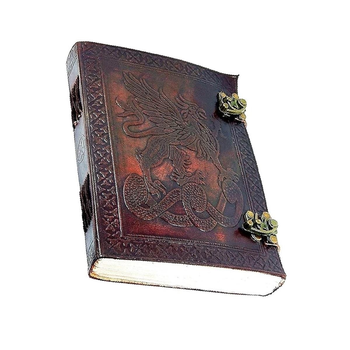 Handmade Leather Notebook Journal 6×8 Rustic Vintage Diary Double Lock unlined
