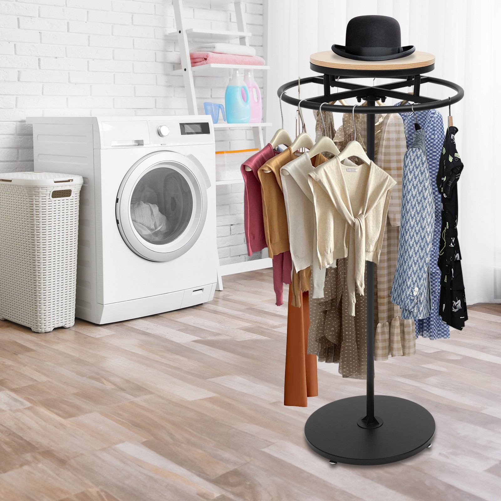Round Clothing Rack, Clothing Display Rack, Floor-standing Garment Hanging Rack