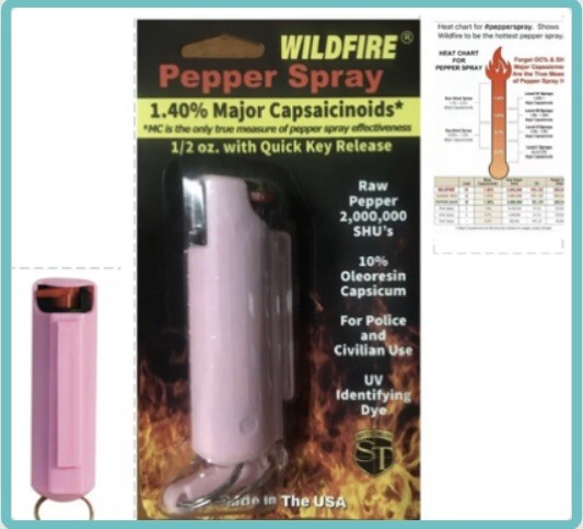 HOT ON MARKET Women Pepper Spray 1. 4 1/2 oz PINK MOLDED Keychain SELF DEFENSE