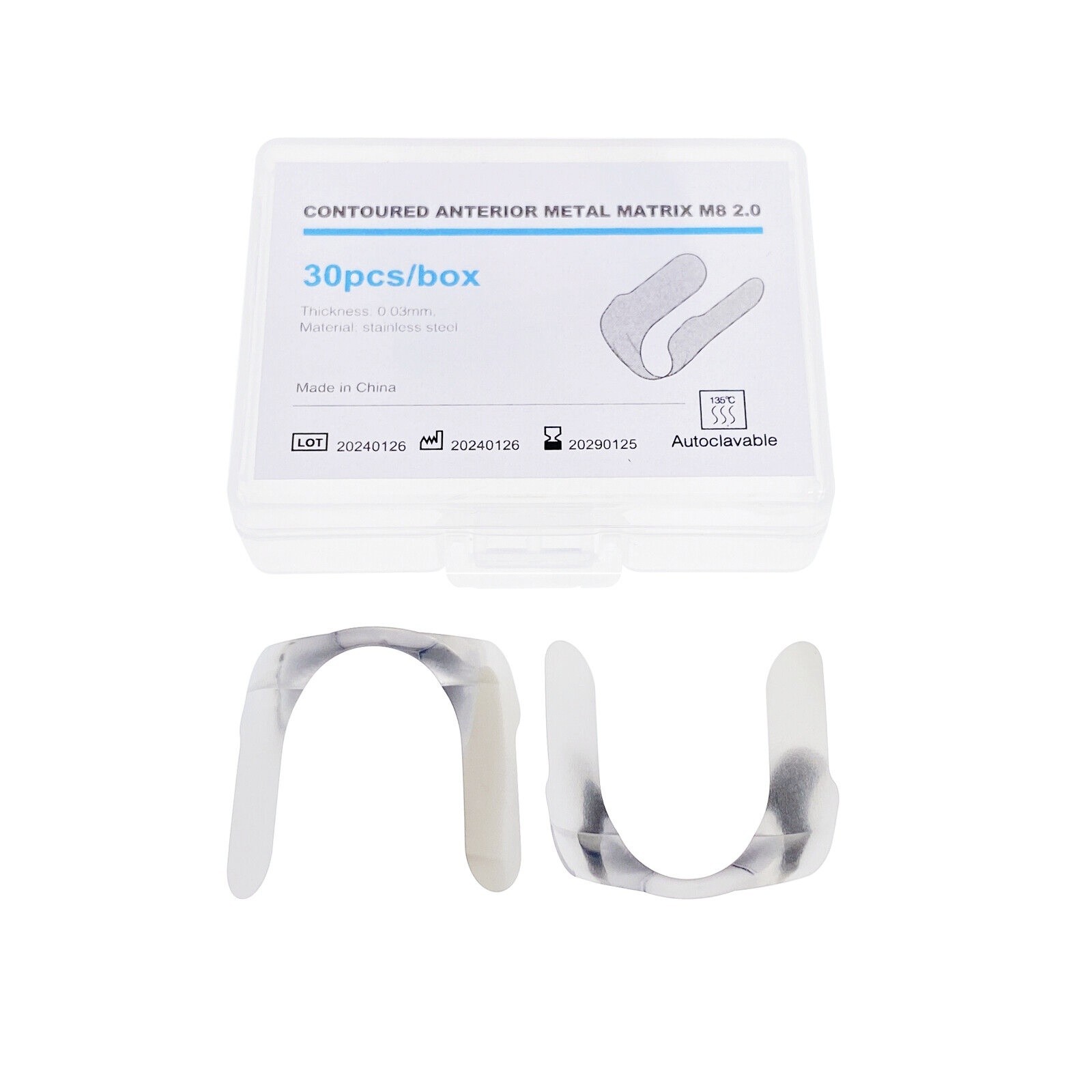 30/50p Dental Contoured Anterior Matrix Bands Restoration Strip Twin Matrices M8