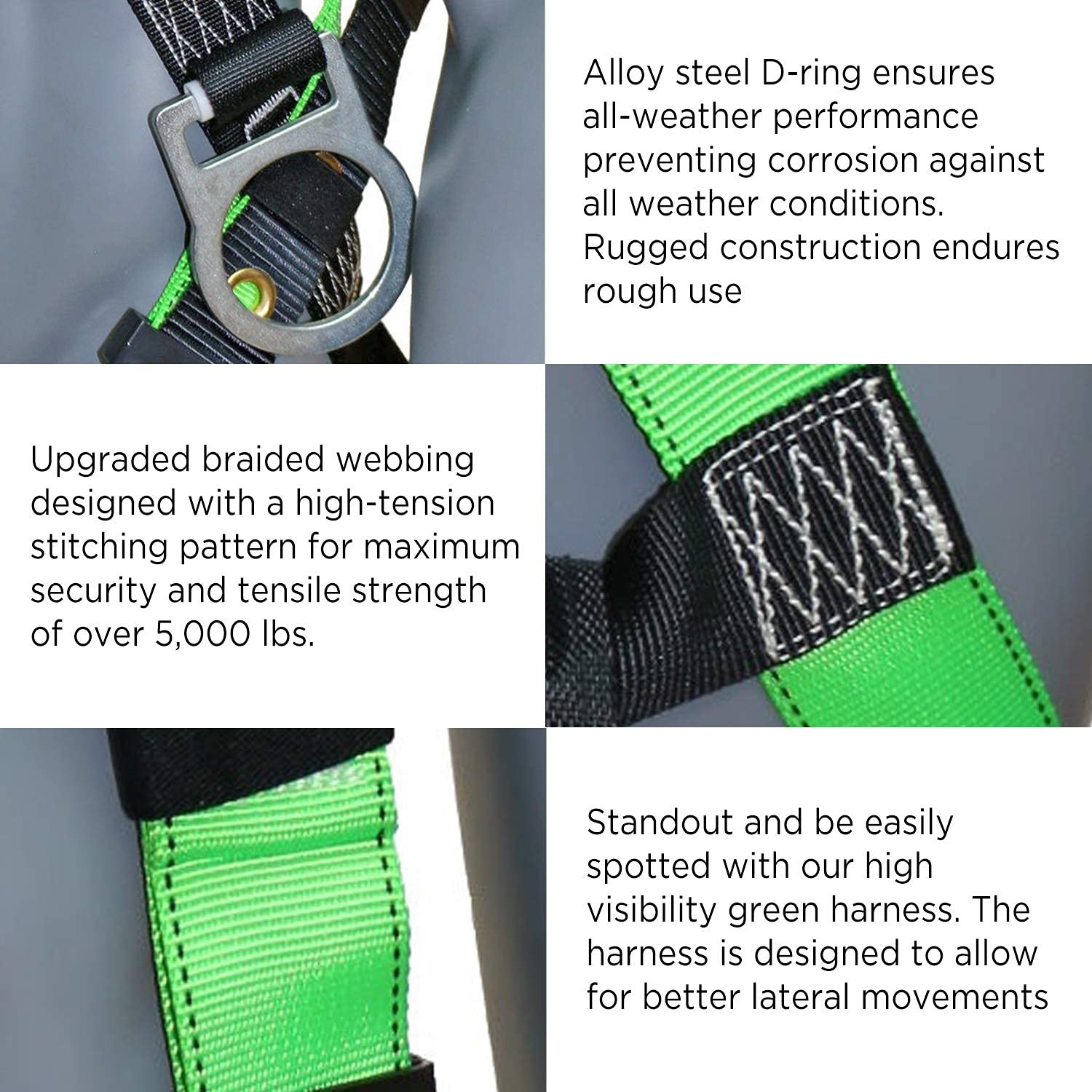 AFP Universal Full-Body Fall Protection Safety Harness w/ 3 1 Pack,