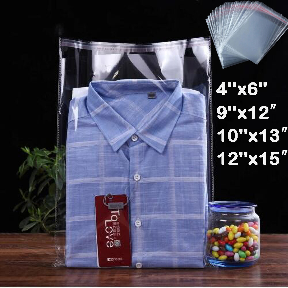 Clear Resealable Recloseable Self Seal Adhesive Cello Lip Tape Poly Plastic bags