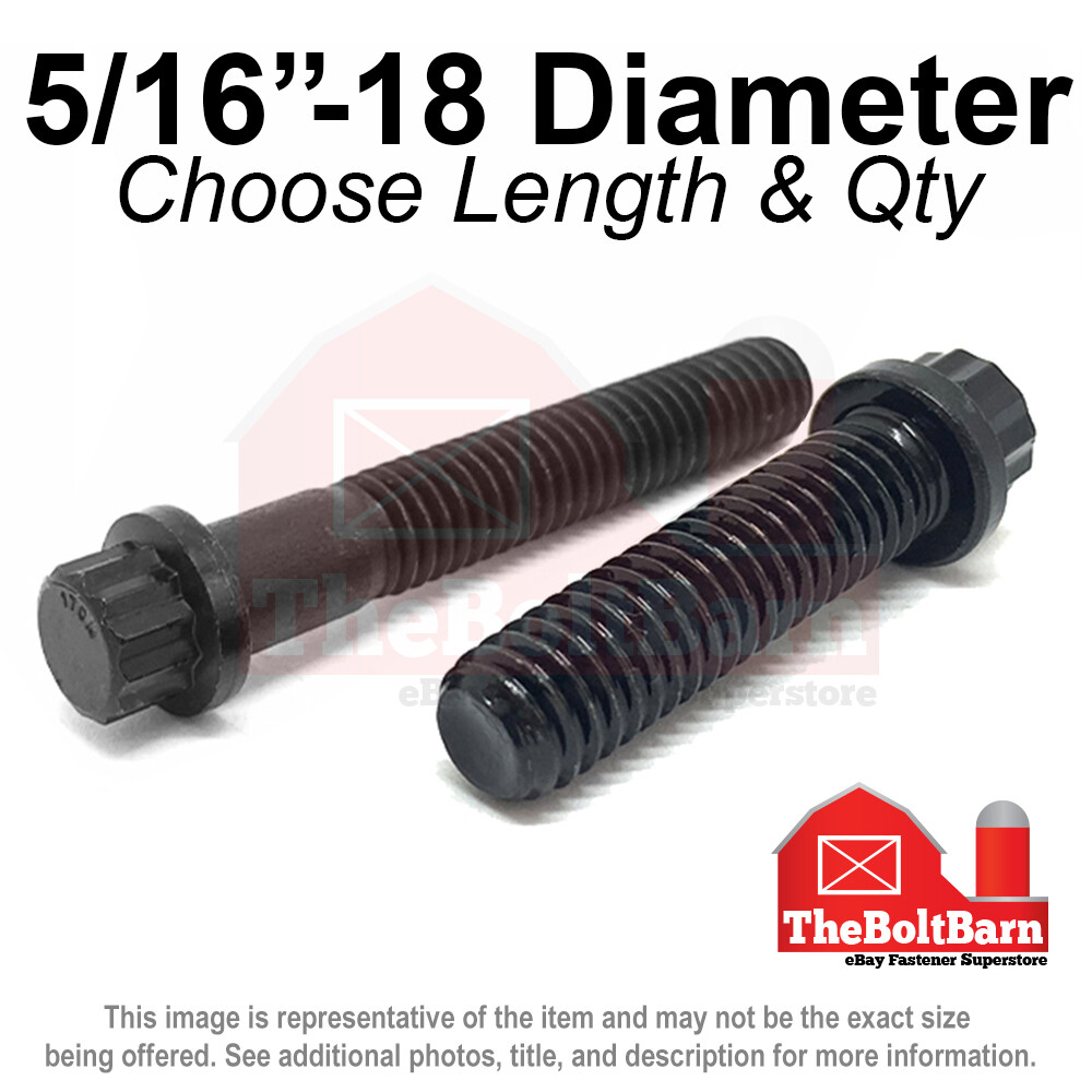 5/16″-18 Coarse 12-Point Flange Screws Alloy Steel Black (Pick Length & Qty)