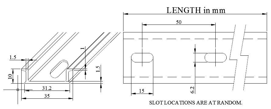 DIN Rail, 300 mm (~12 (11.8) Inch) NEW Pre-Cut 35x10mm Heavy Aluminum, Slotted