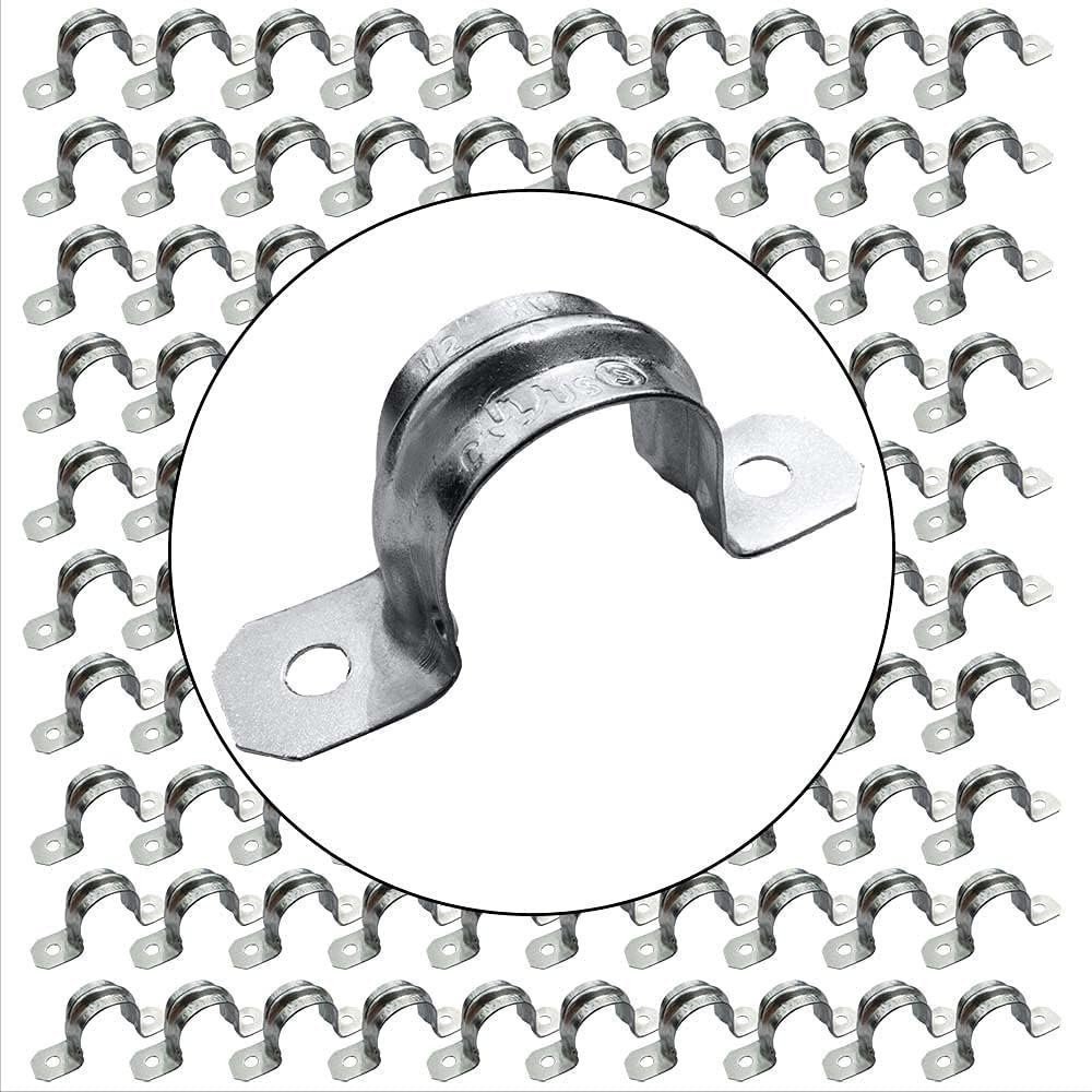 (10 Pack) 1-1/4-Inch EMT Two-Hole Conduit Strap — Reinforced Rib, Heavy-Duty…