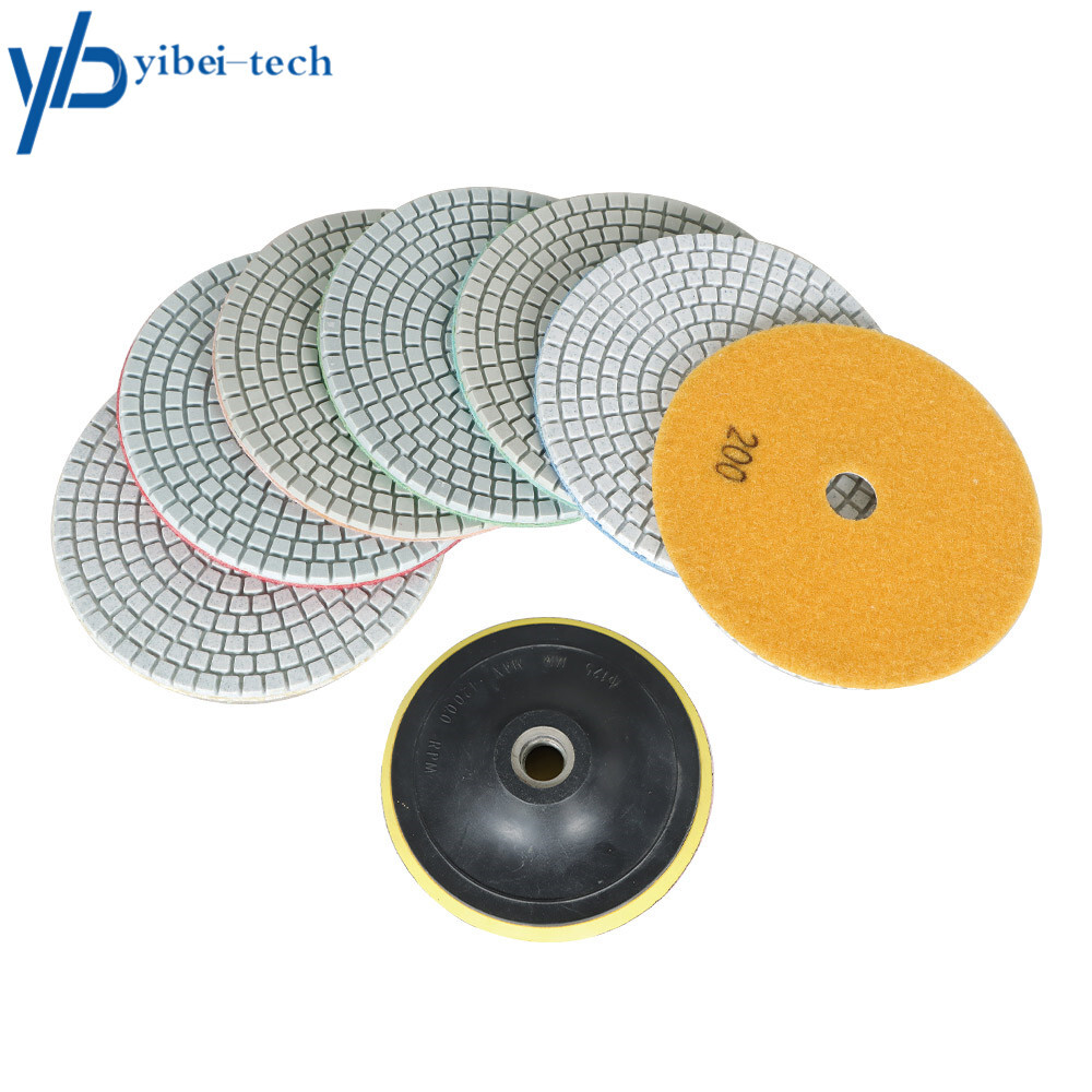 8Pcs 5 Inch Wet Dry Set Diamond Polishing Pads For Marble Quartz Stone Polishing