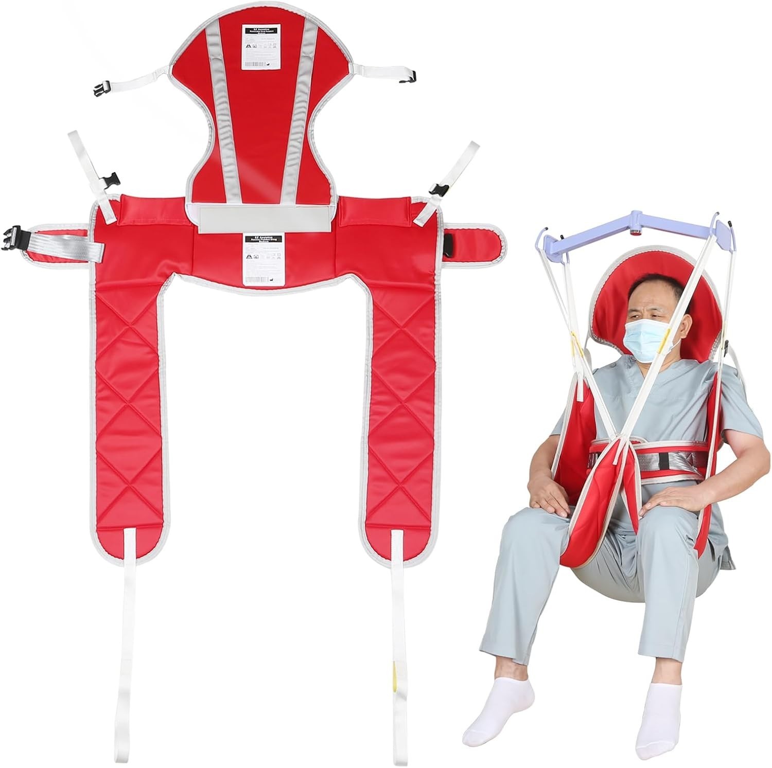 Patient Lift Sling, Medical Aid Transfer 500lbs Medium with Head Support
