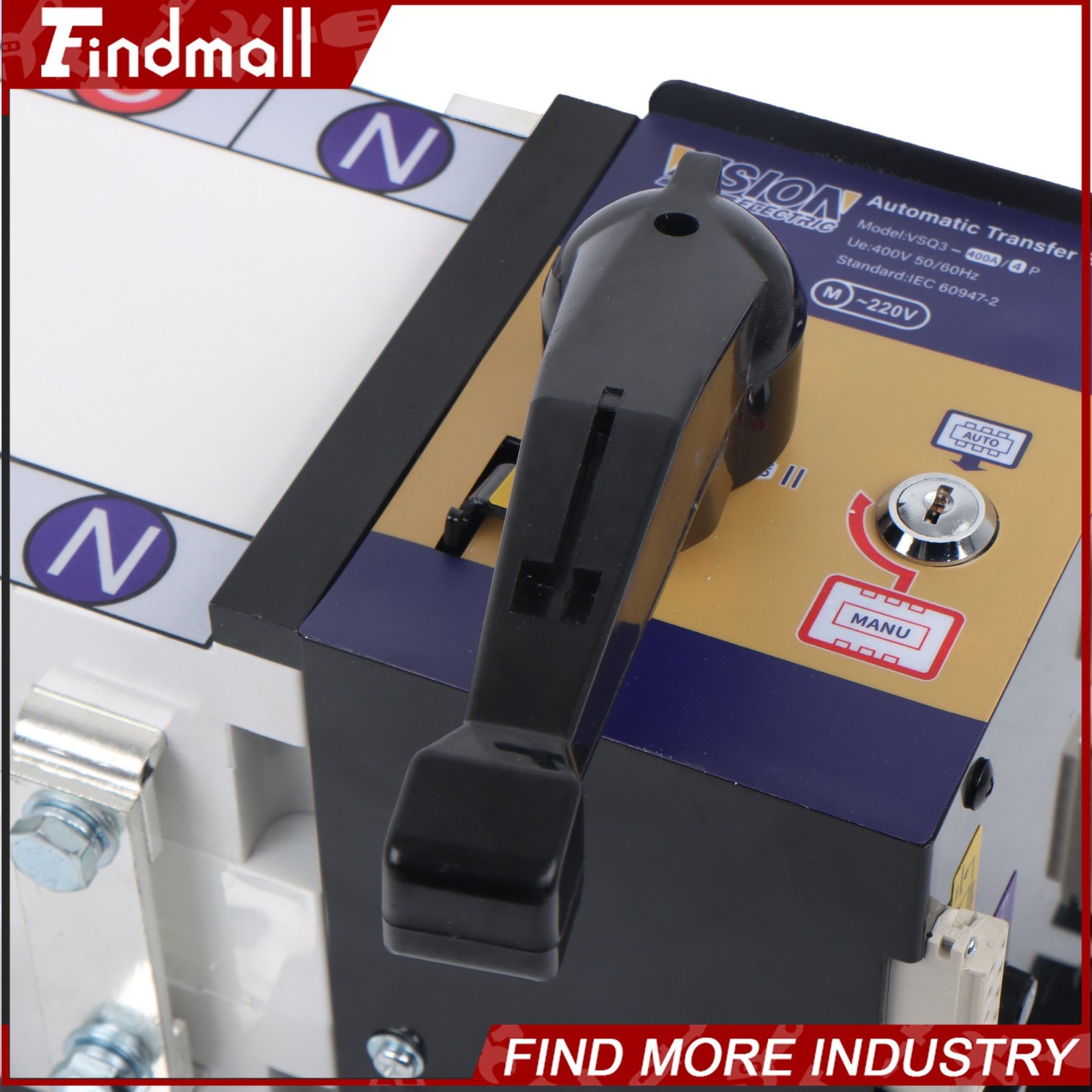 Findmall Automatic Transfer Switch 400A 4Poles 110/220V Grid to AC Generator