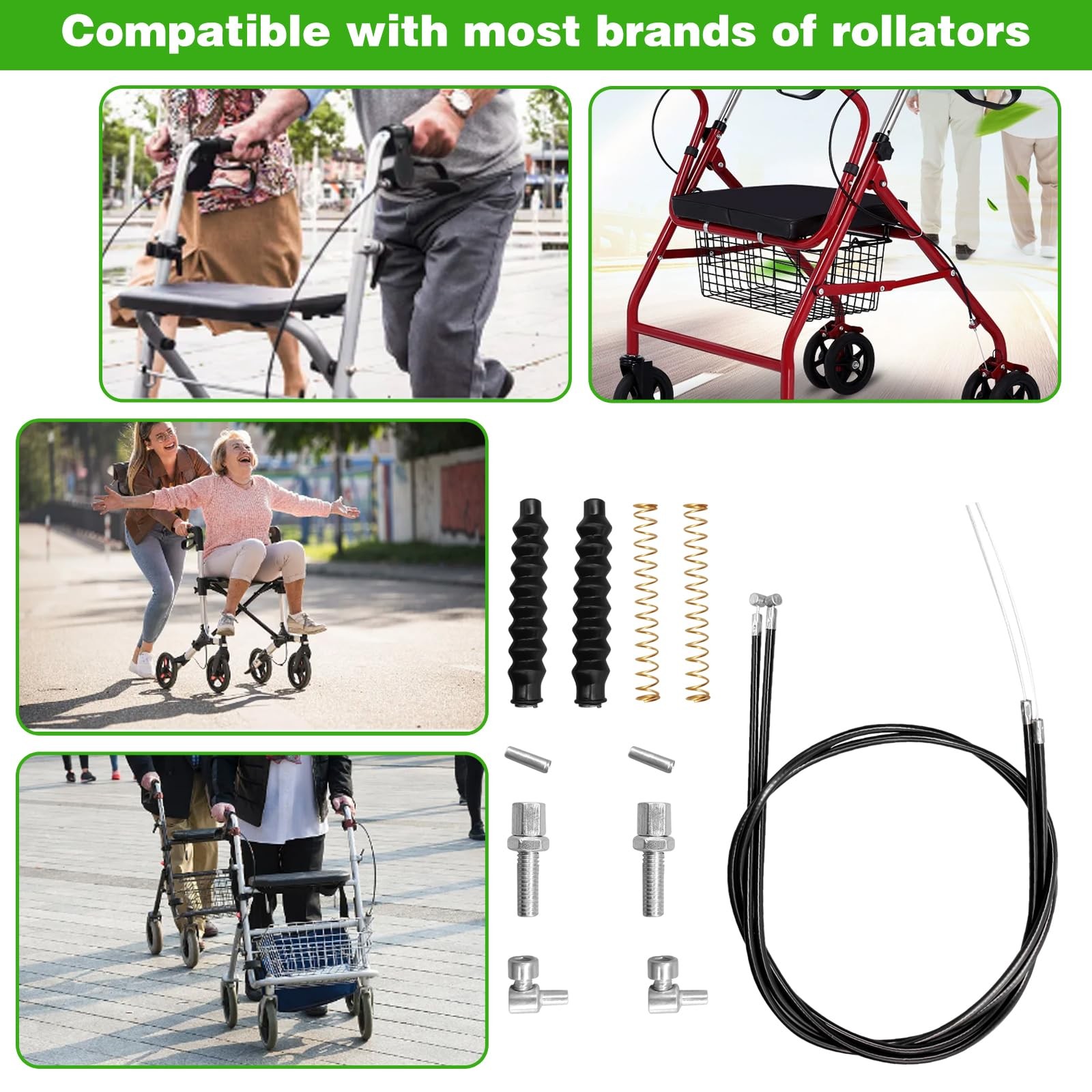 14Pcs Brake Cable Parts for Walkers Replace, Drive Rollator 45 inches, 1