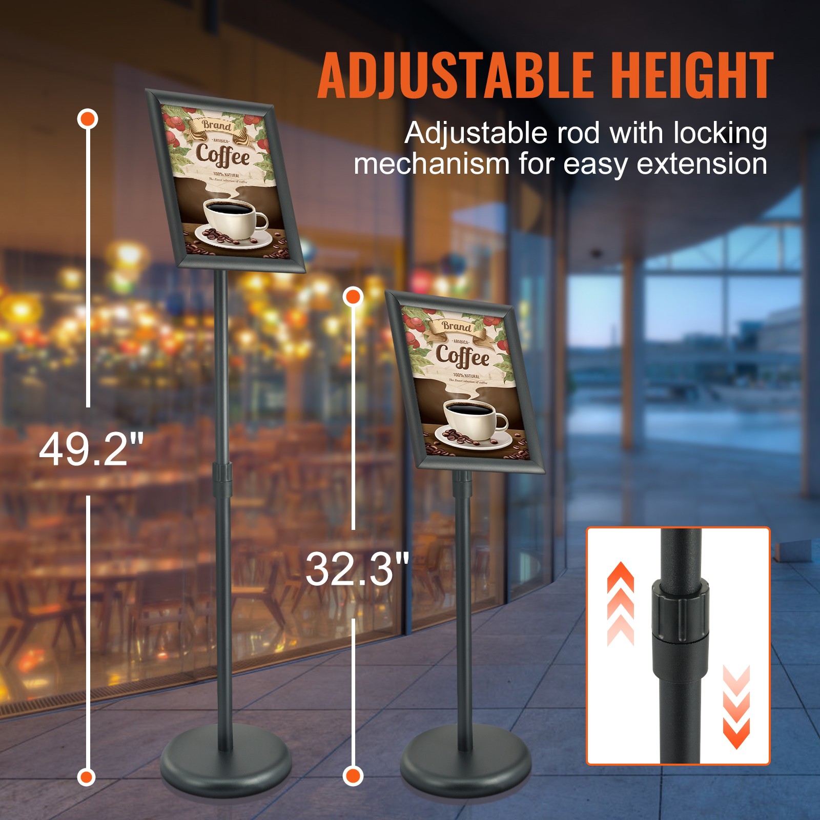 VEVOR Pedestal Sign Holder Adjustable Poster Stand 8.5 x 11 Inch Round Base
