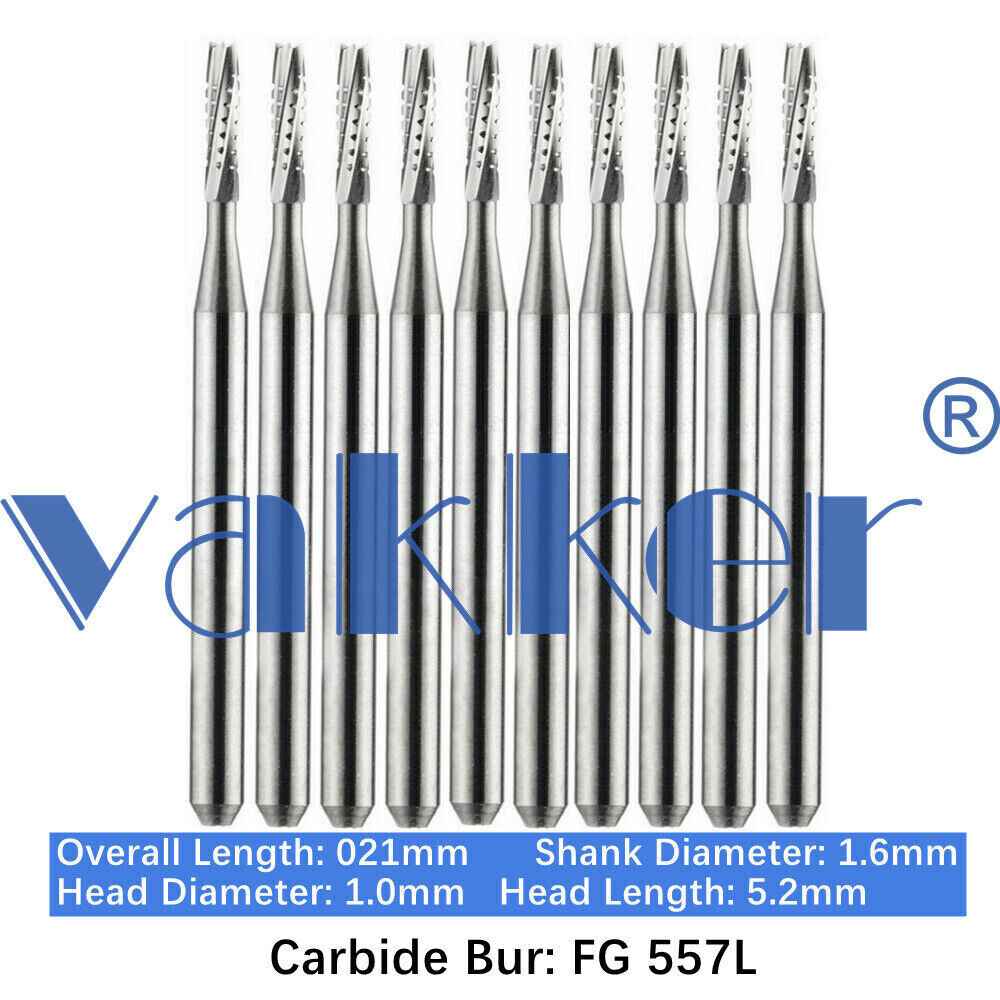 10/Pack Dental Tungsten Carbide Friction Grip Long Carbide Burs 21mm High Speed