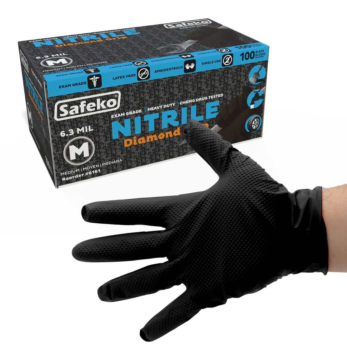Nitrile Diamond Textured Grip Glove – 6.3 Mil
