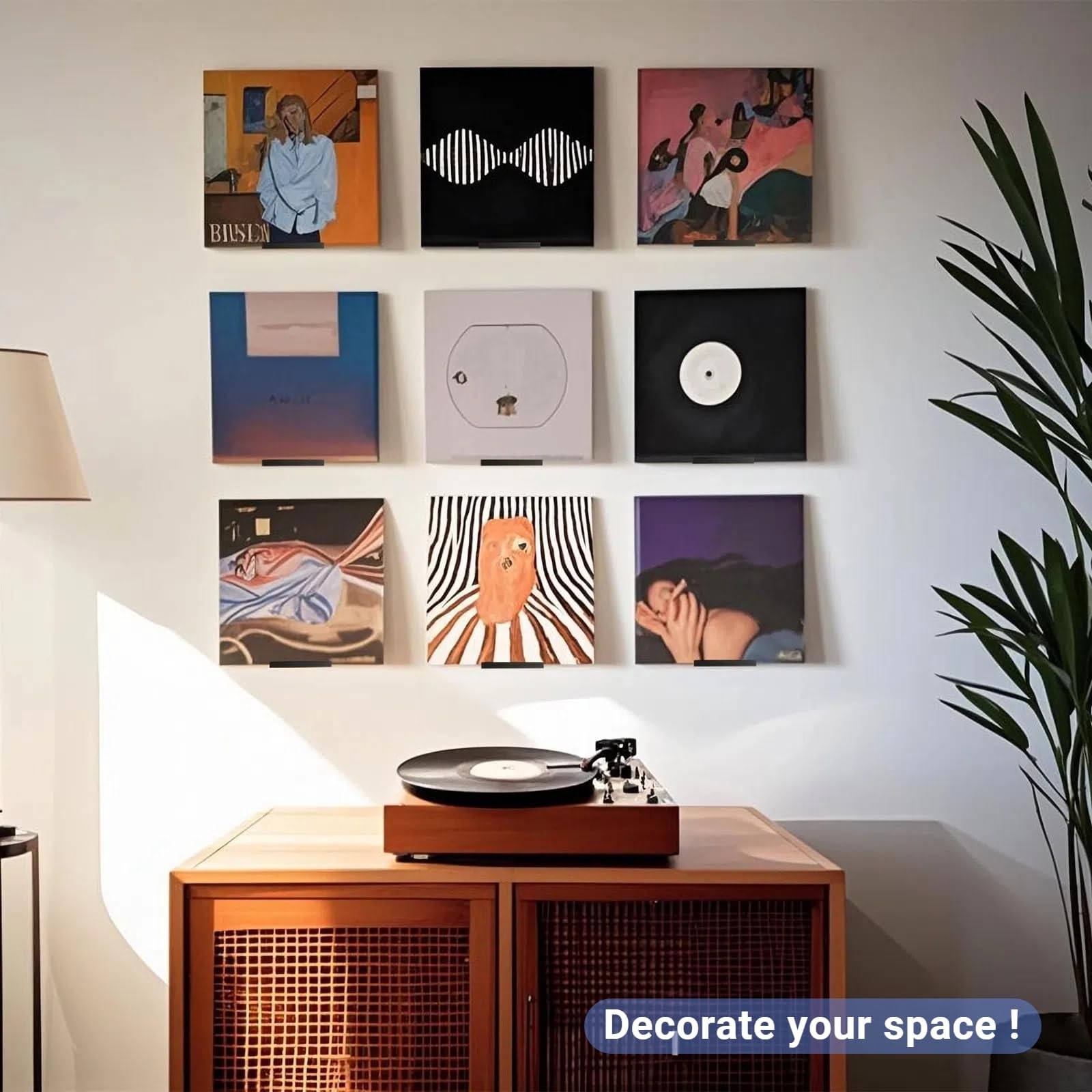 Vinyl Wall Mount 9 Pack, Metal Vinyl Shelf Minimalist Record Display Your Fav…
