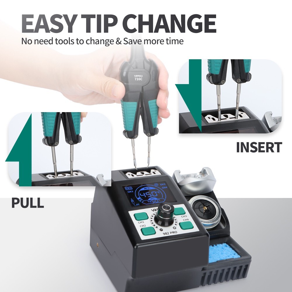 YIHUA 982 PRO Soldering Station Precision Tweezer Iron & C210 Soldering Iron Kit