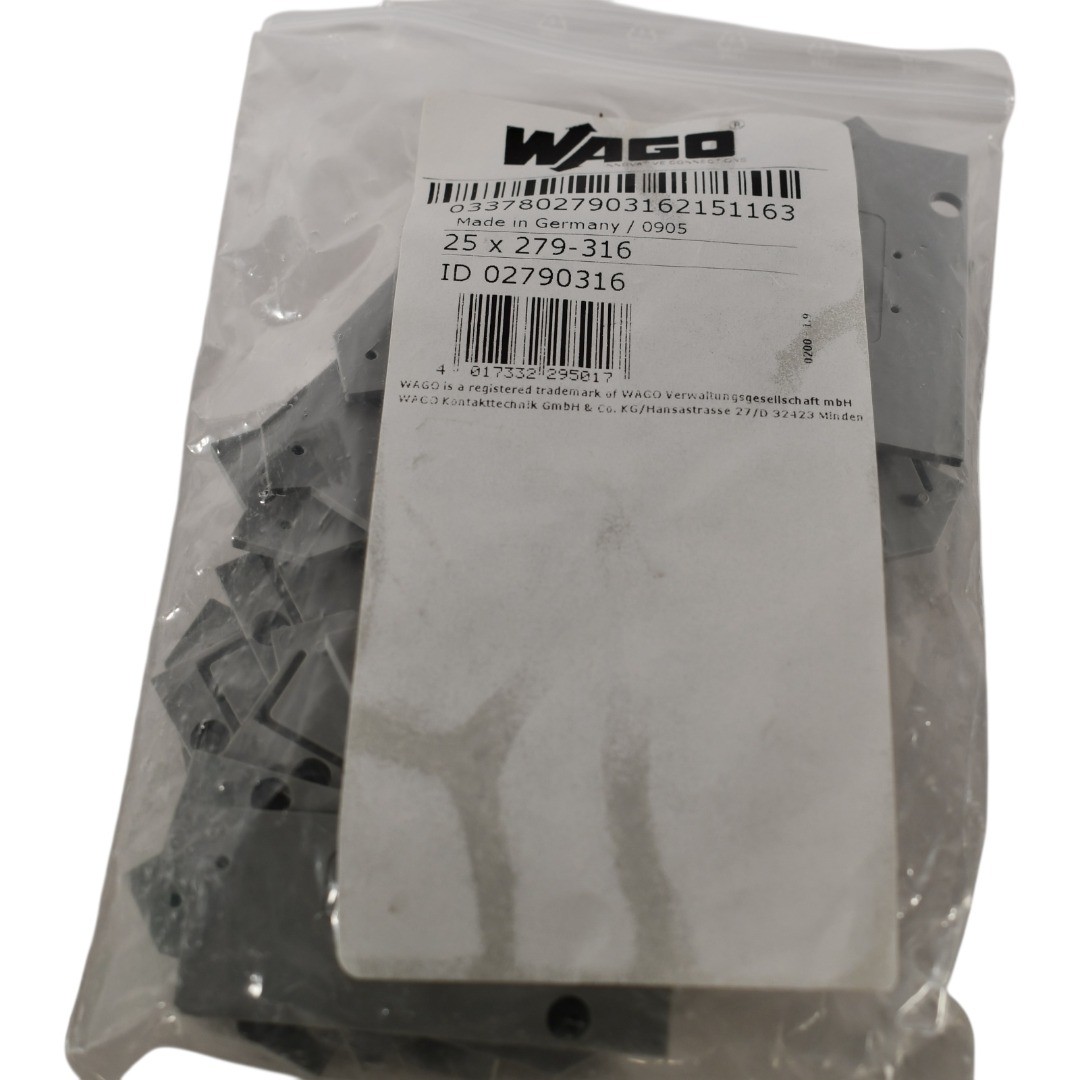 Pack of 25 NEW Wago 279-316 Connector End Plate For DIN Rail Terminal Blocks