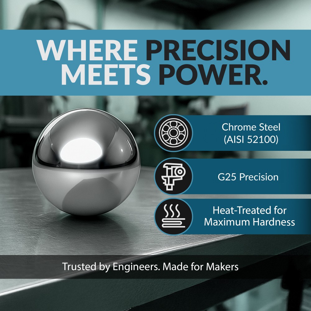 (100) 3/16″ Inch Chrome Steel Bearing Balls (G25 Precision – AISI 52100)