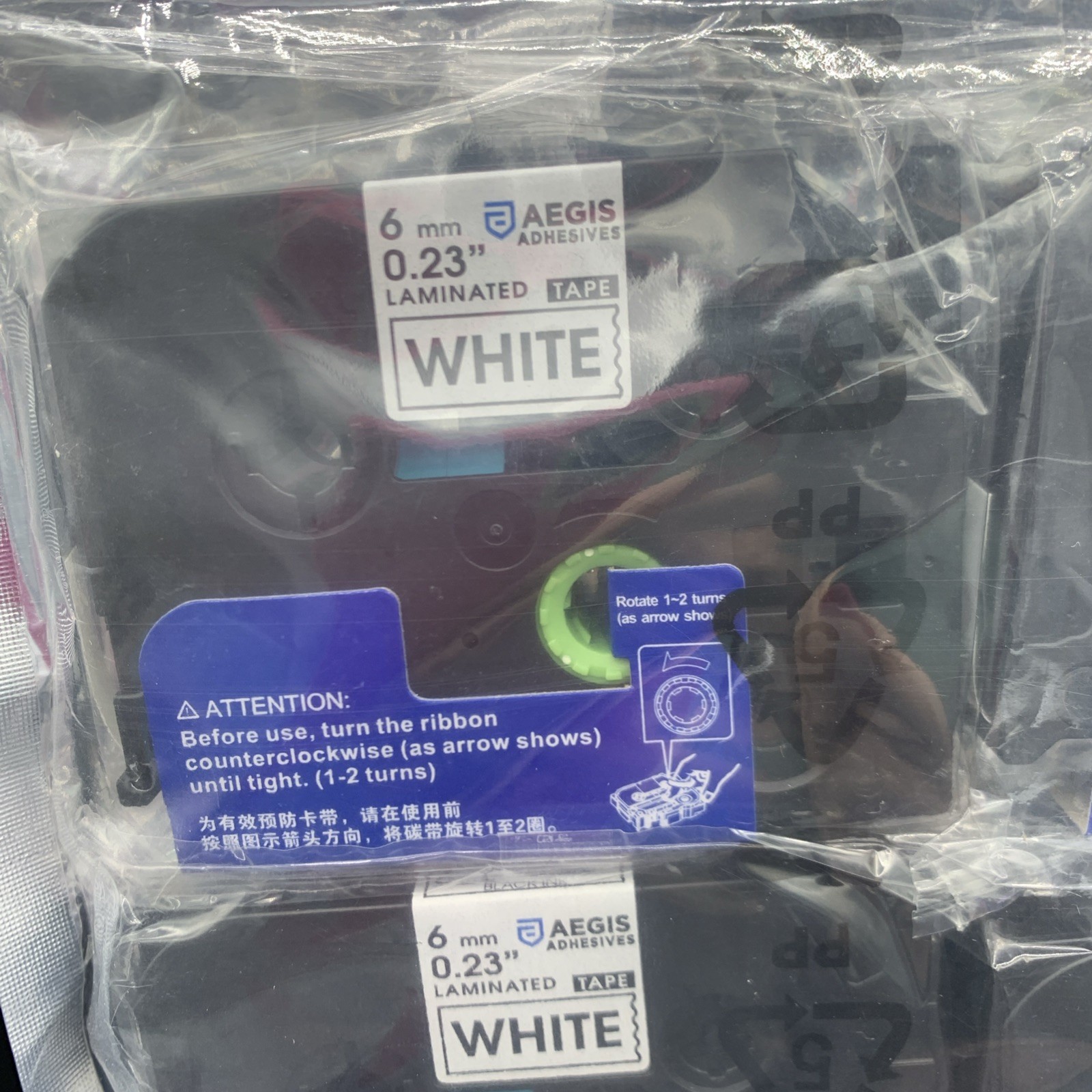 6 Pack Aegis White Laminated Label Tape 12mm x .47″