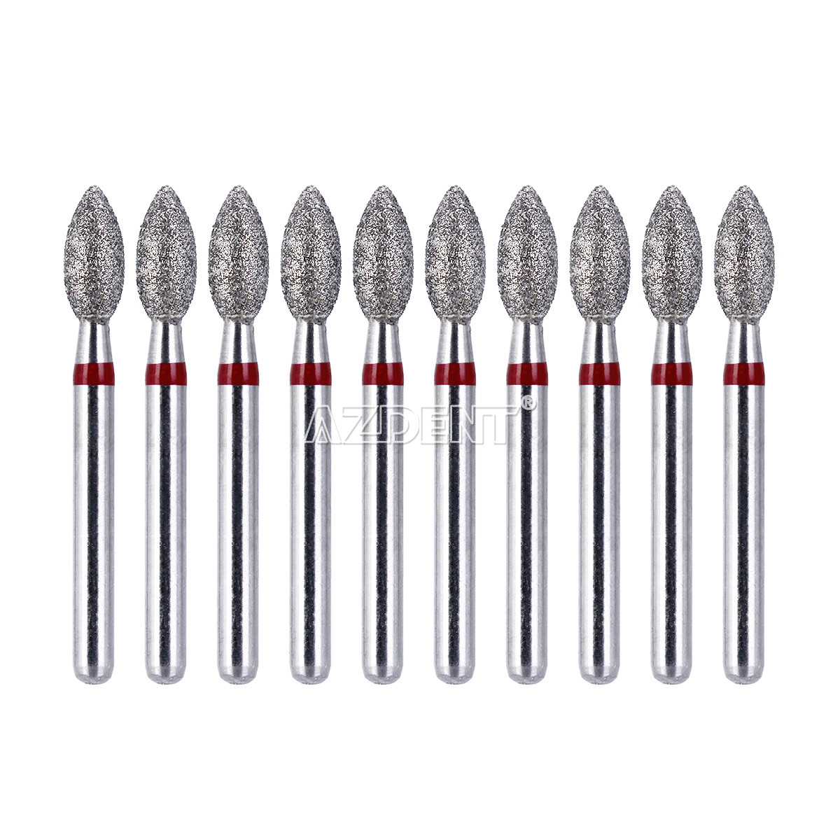 10pcs Dental FG DIAMOND BURS Drill FOOTBALL #368-023F FINE RED for Handpiece