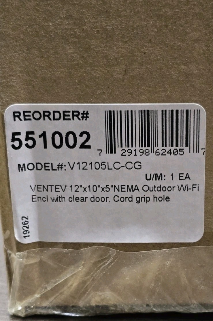 New Outdoor Wi-fi Box Clear Door Cord Grip Hole Ventev 12x10x5 NEMA V12105LC-CG