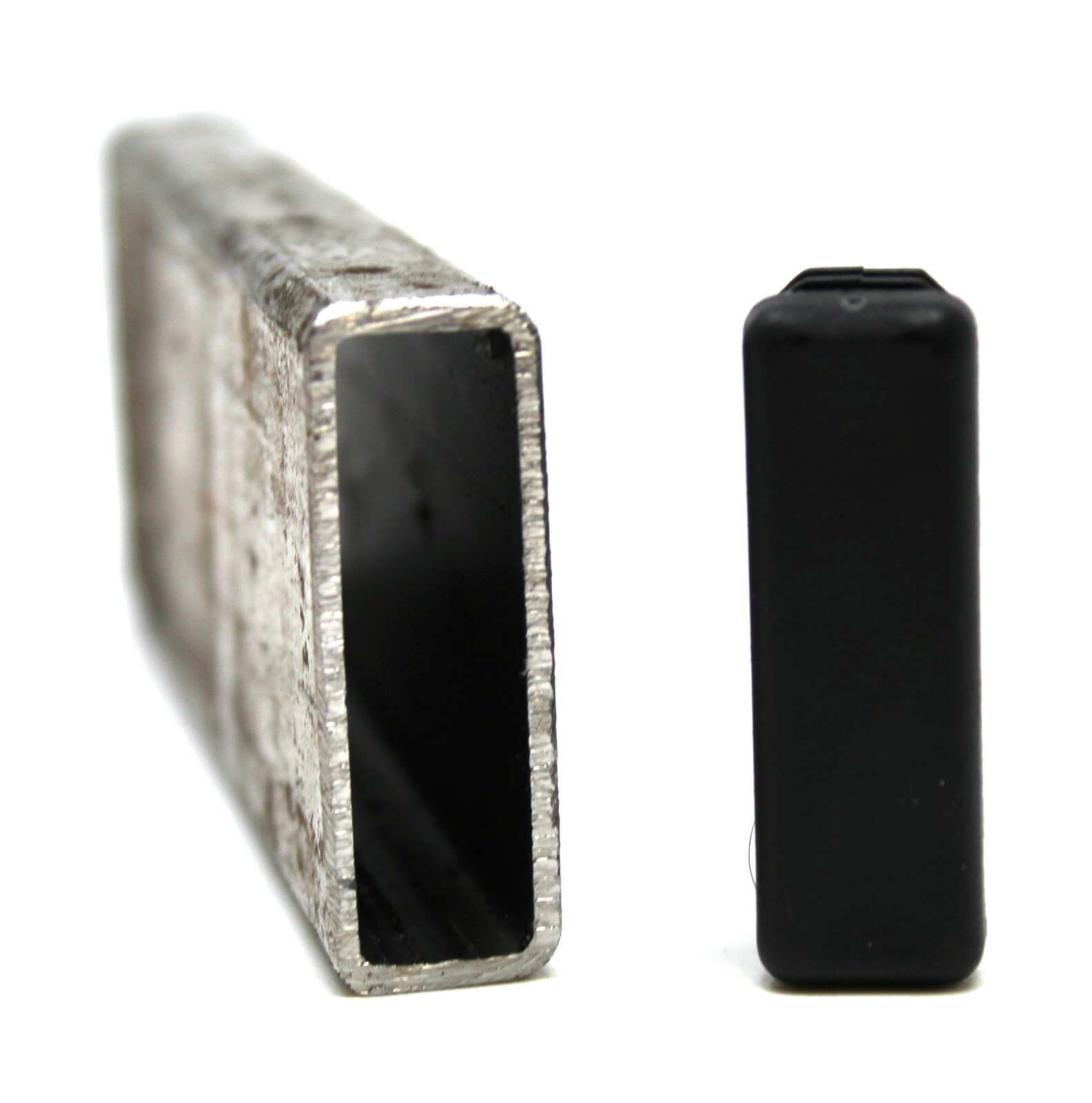 Plastic 1/2 x 1-1/2 inch Black Rectangle Tubing Cap Finishing Plug Chair Glide
