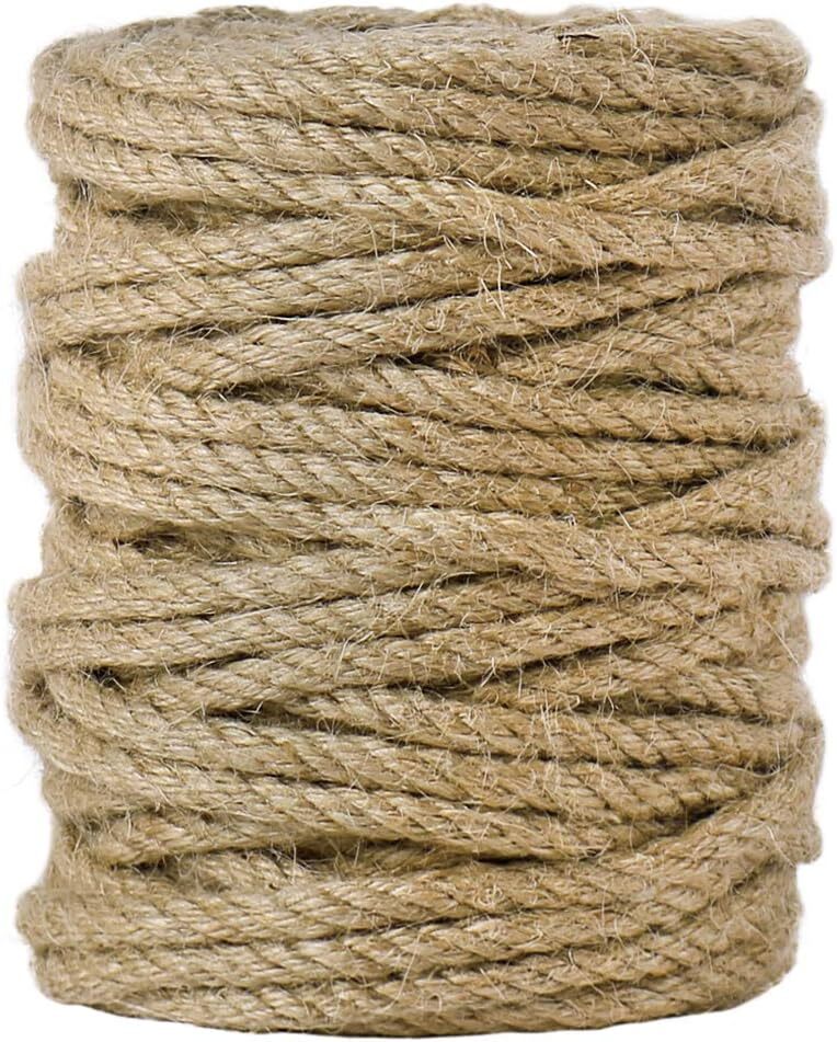 Tenn Well 5mm Jute Rope, 100 Feet 4Ply Twisted Thick 100 Feet, Brown