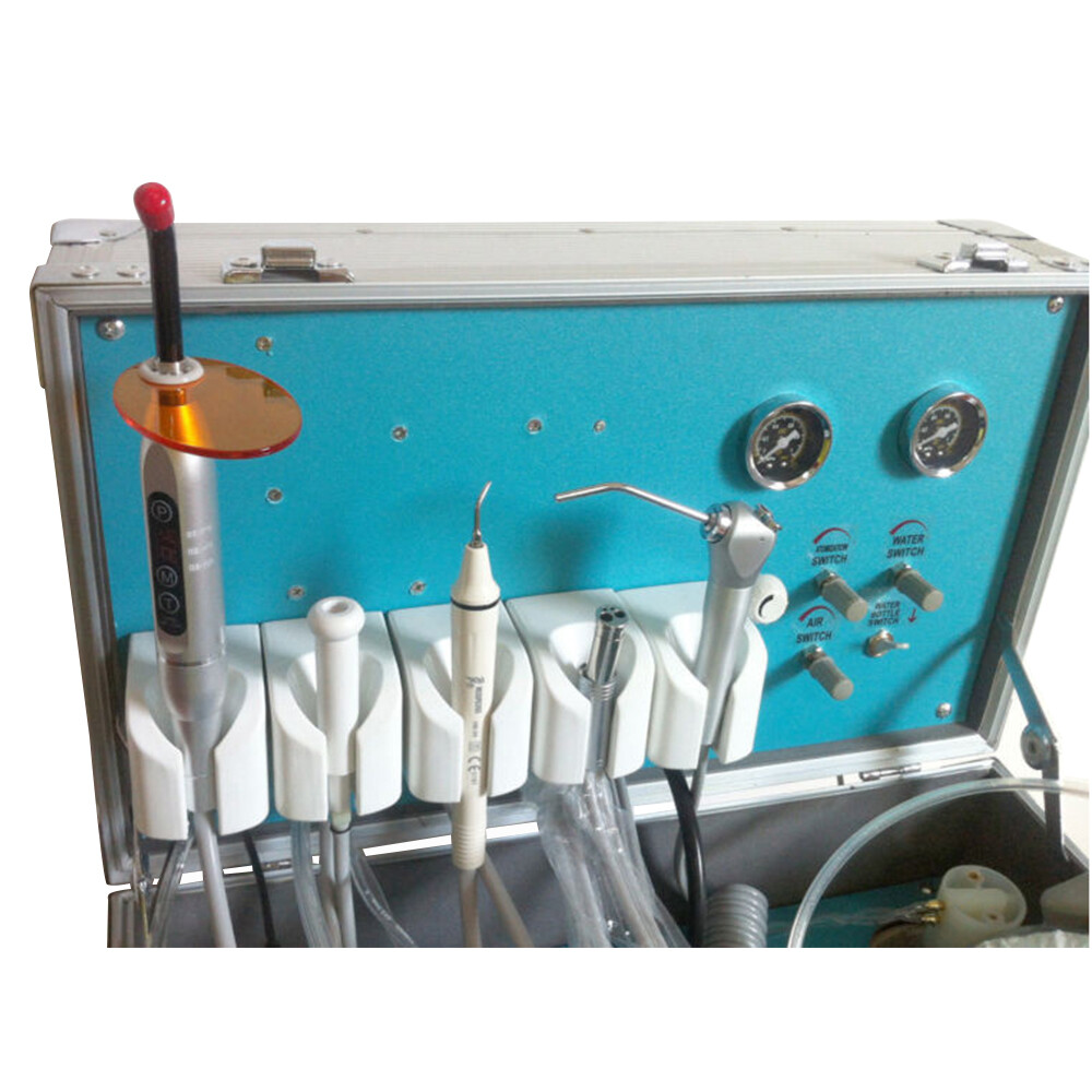 Portable Dental Mobile Delivery Unit Rolling Box Air Compressor Suction 4 Hole