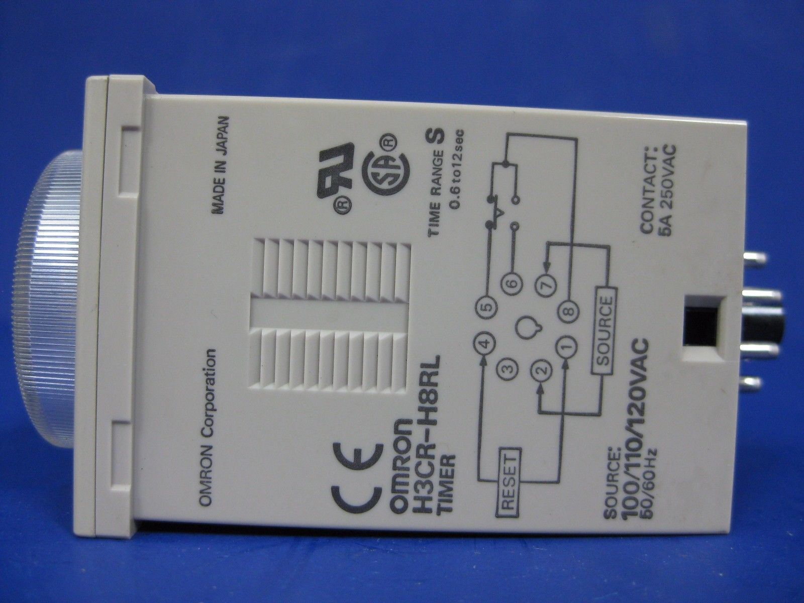 OMRON H3CR-H8RL Time Delay Relay, 0 .6 to12 SECONDS, Used
