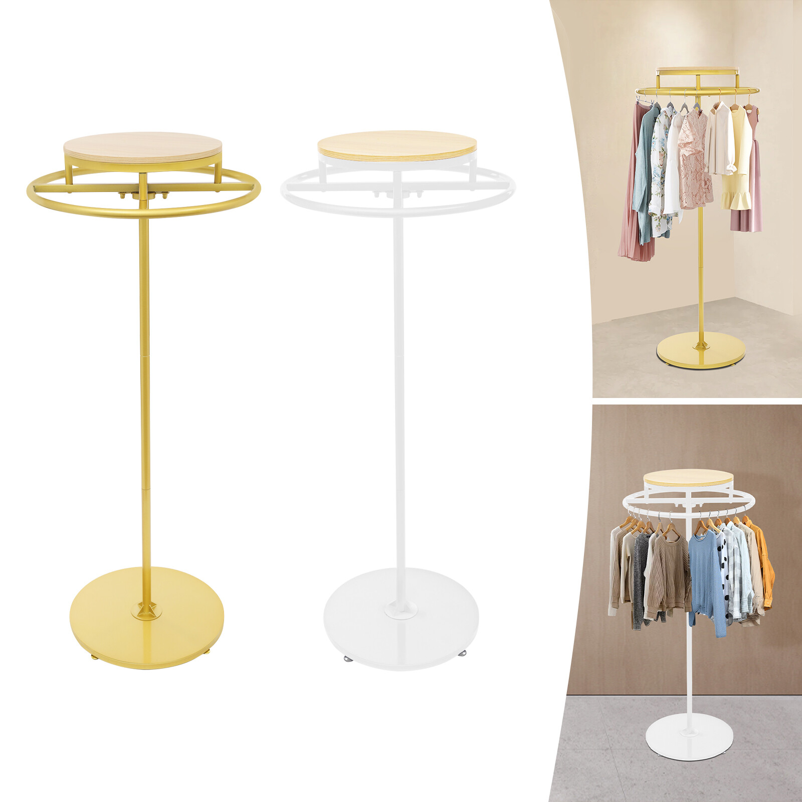Round Clothing Display Rack Floor-standing Garment Hanging Rack 23.6*55.1inch US