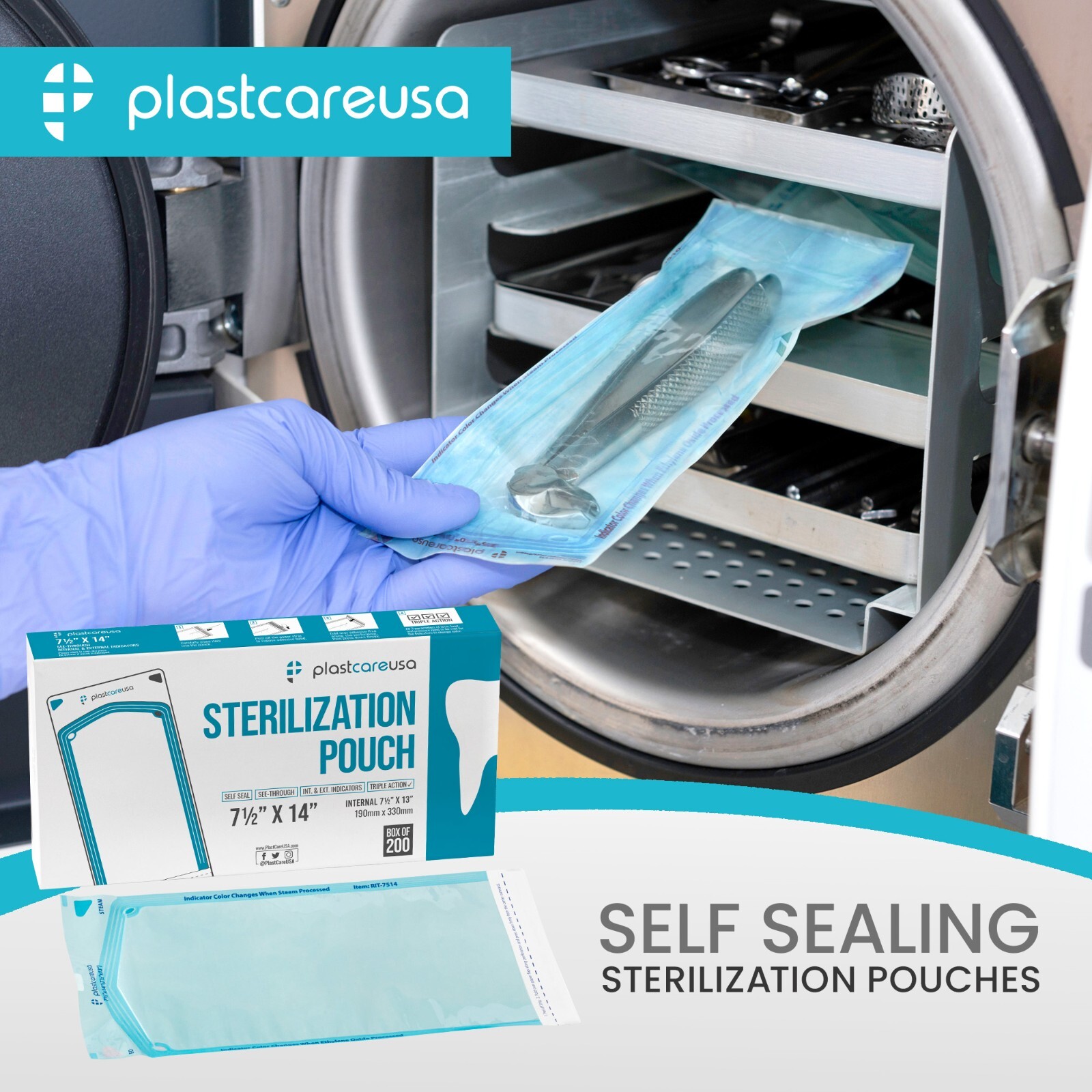 200 7.5″ x 13″ Self-Sealing Sterilization Pouch Tattoo Dental Pouches