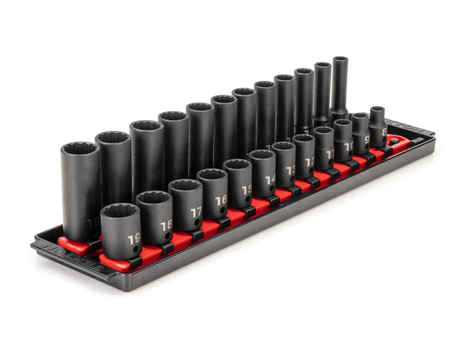 Tekton 3/8 Inch 12 Point Impact Socket Set, 24 Piece (8-19 Mm)