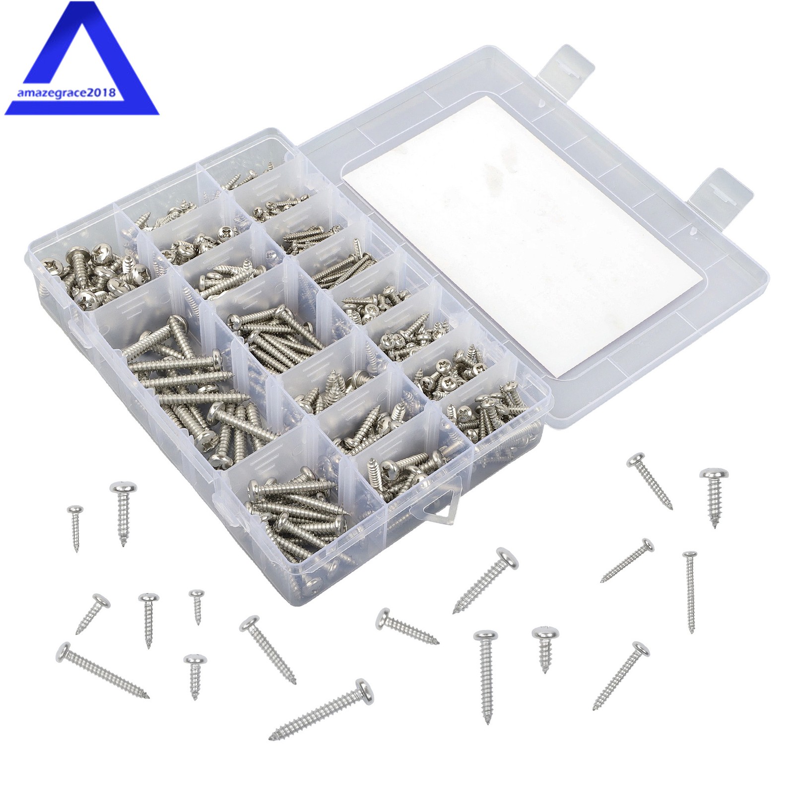 550Pack 304 Stainless Steel Wood Screws Assortment Kit, Phillips Screws Set