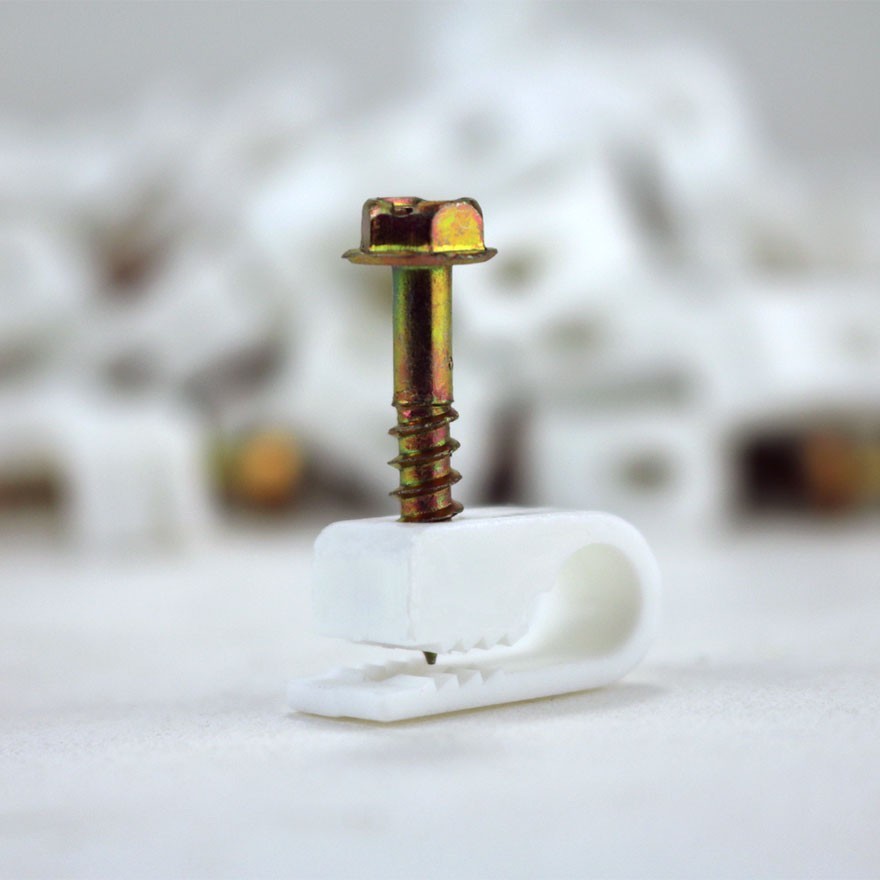 SKY Cable RG-6 Single Flex Cable Clips Screw-In House White Lot Bundle of 1000