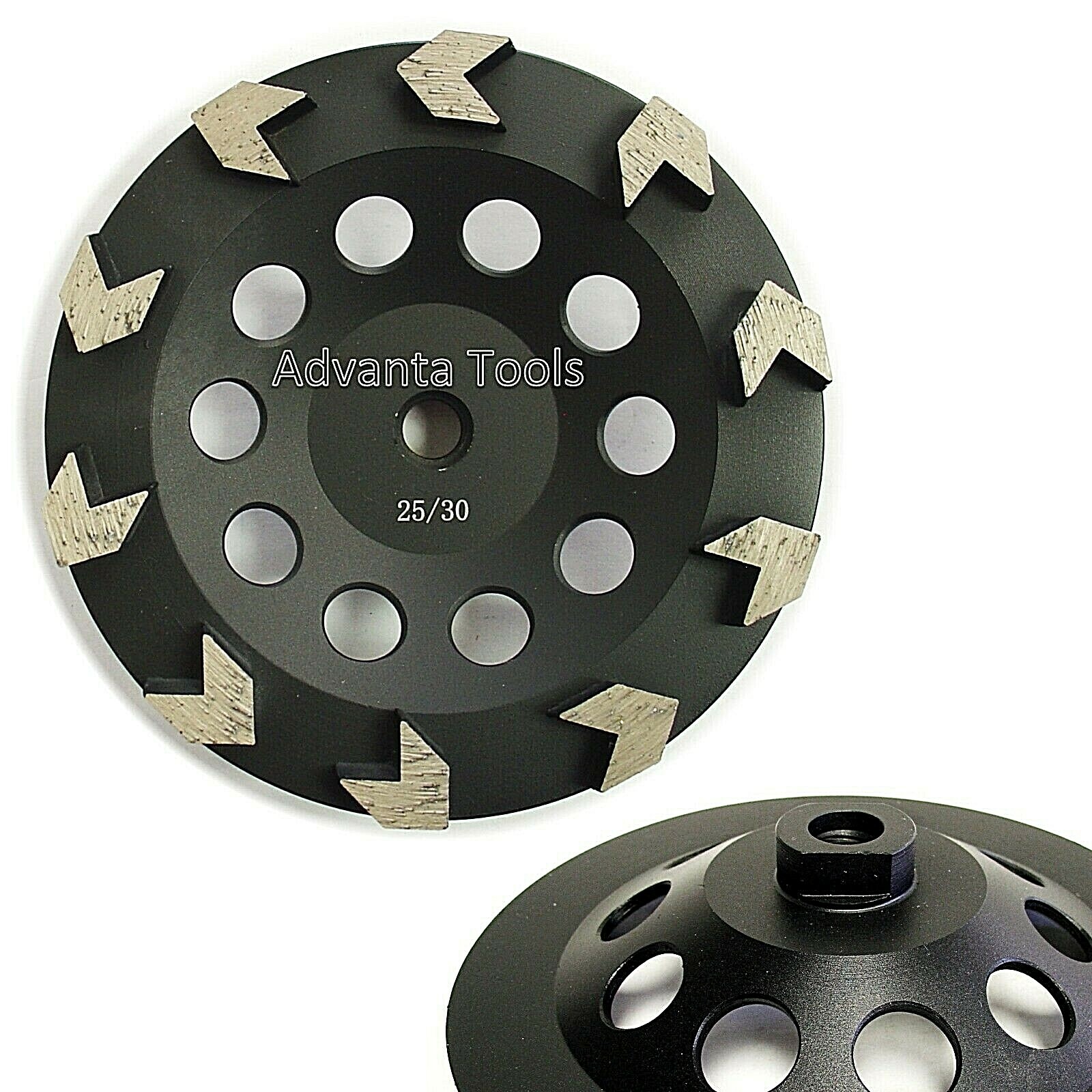 7” Arrow Segment Cup Wheel – 25/30 Grit Diamond For Concrete Epoxy Grinding 5/8″