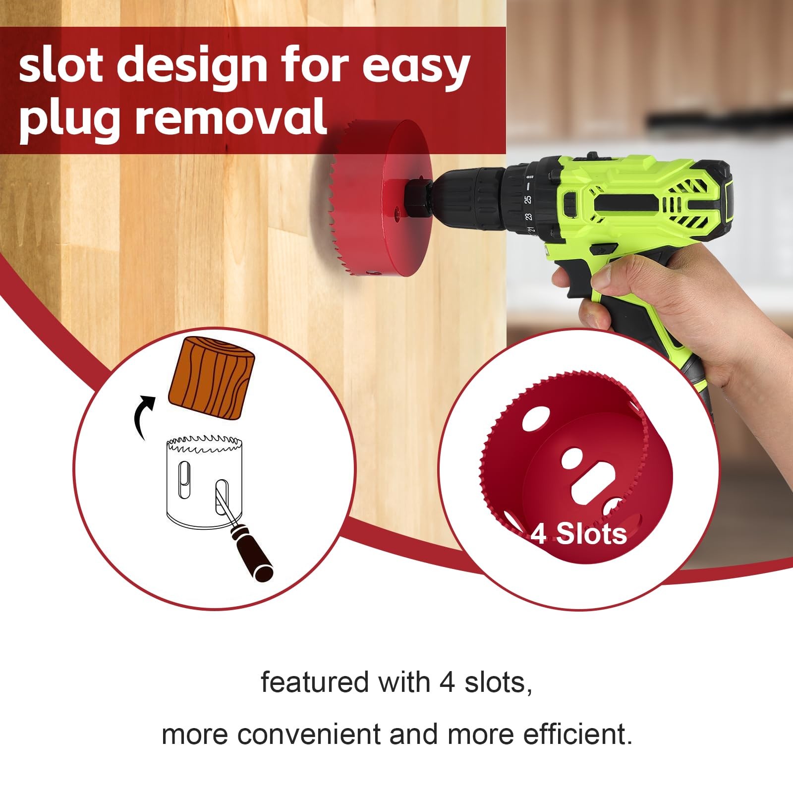 Hole Saw 7 Inch, 32 mm Cutting Depth HSS Bi-Metal for 7 Red