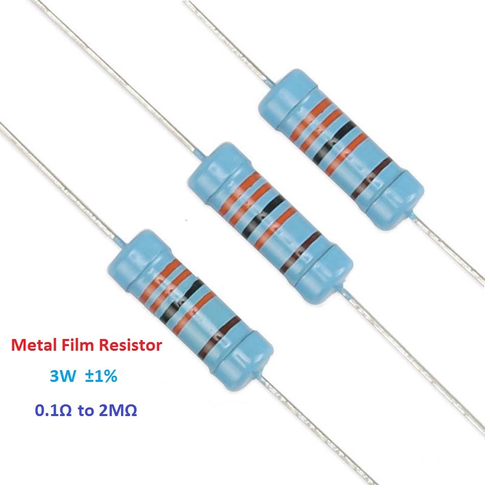 50PCS Metal Film Resistor 3W Tolerance ±1% Full Range of Values (0.1Ω to 2MΩ)